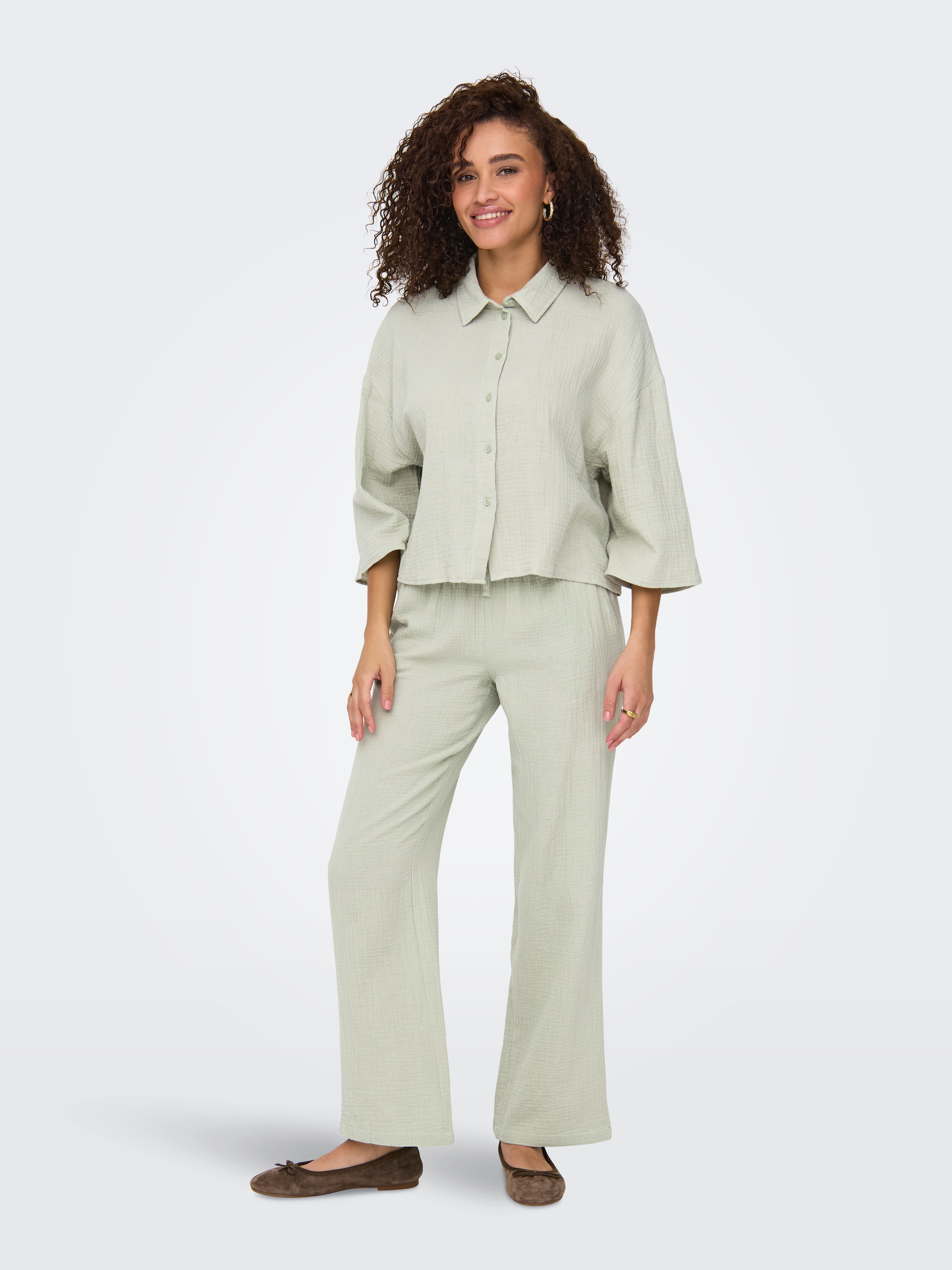 JDY Hemdbluse »JDYTHEIS LIFE 3/4 CROP SHIRT WVN NOOS« Baumwolle, regular fit