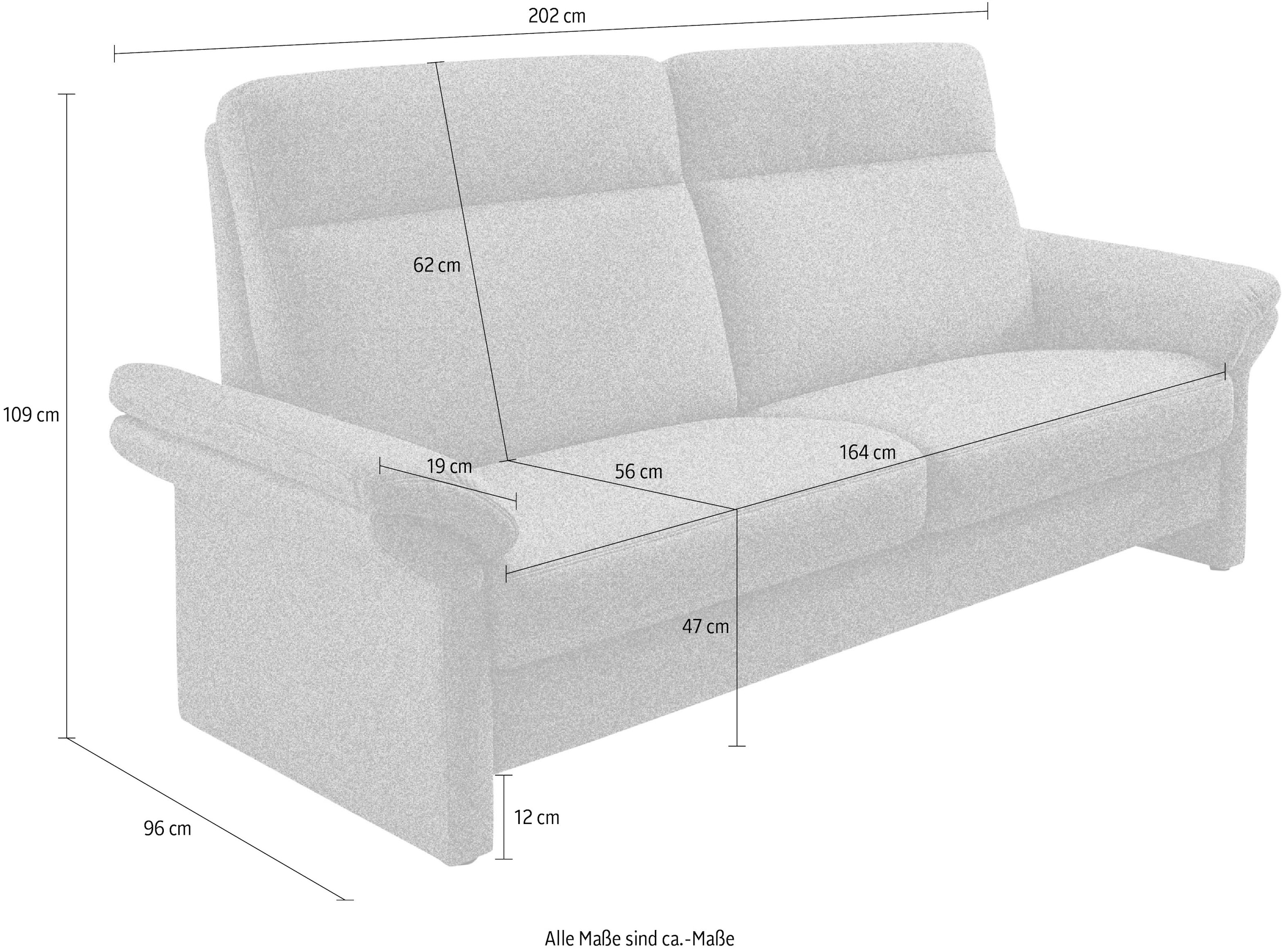 Places of Style 3-Sitzer »Senise, Breite 202 cm«, mit Armverstellung, Federkern