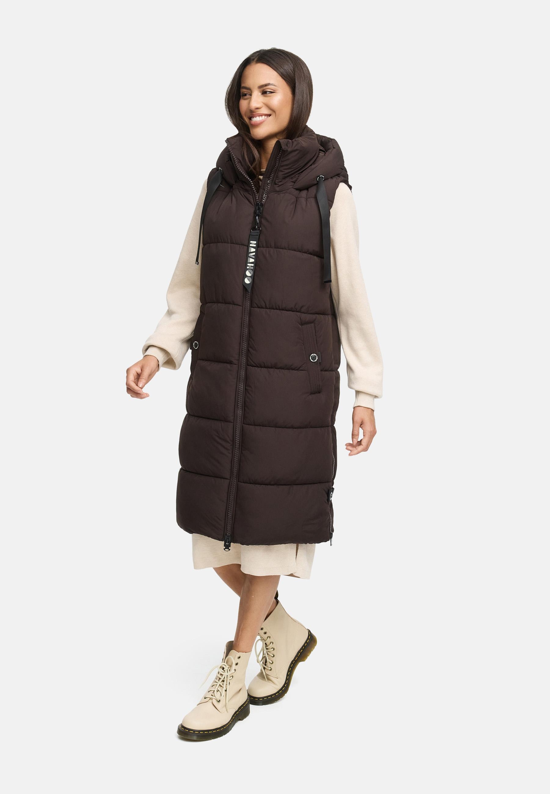 Navahoo Steppweste »Schnuffelchen«, (1 tlg.), warme Damen Outdoor-Weste lang mit Kapuze