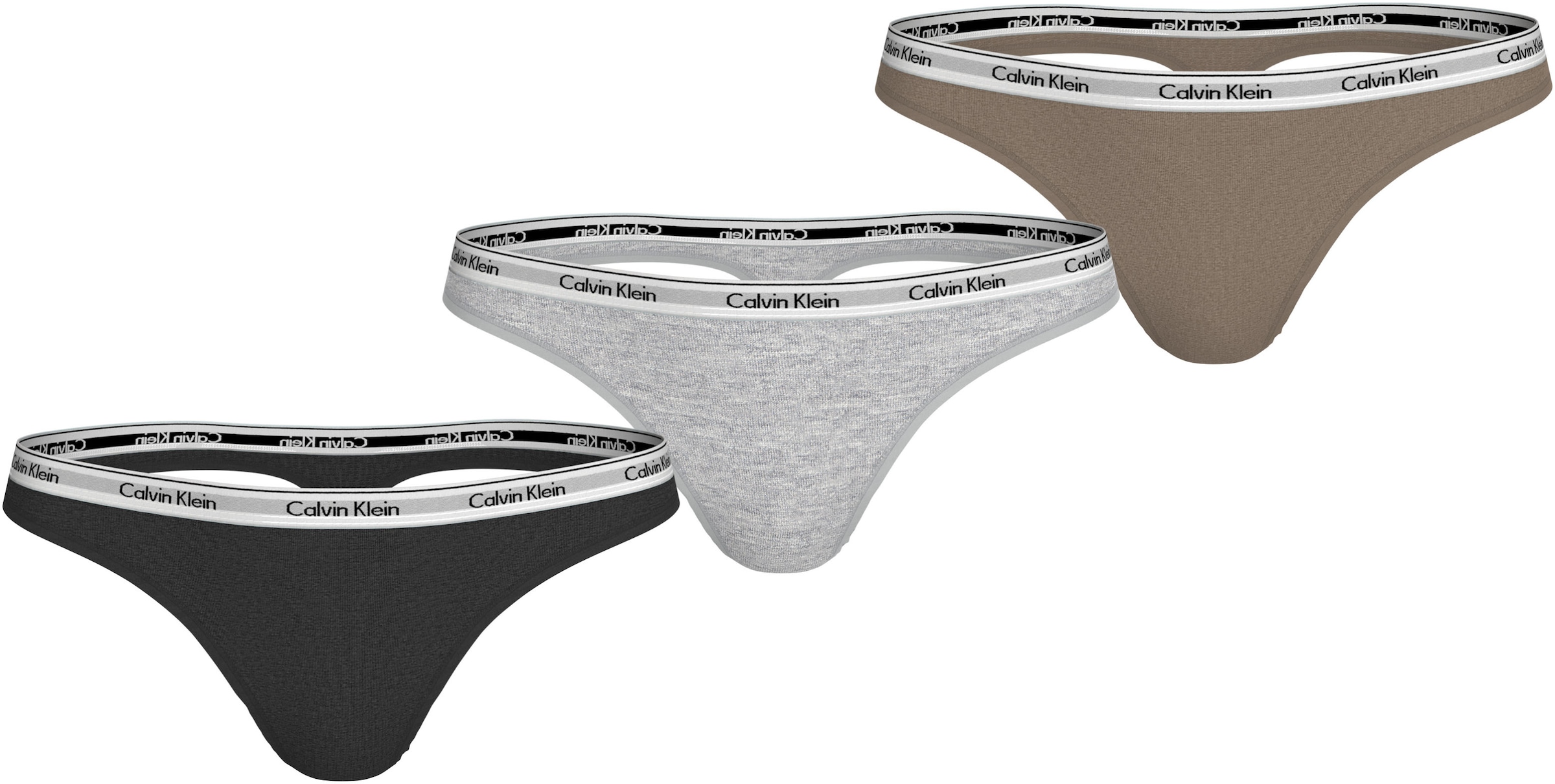 Calvin Klein Underwear Tanga »3 PACK THONG (LOW-RISE)«, (Packung, 3 St., 3er-Pack), mit Logobund