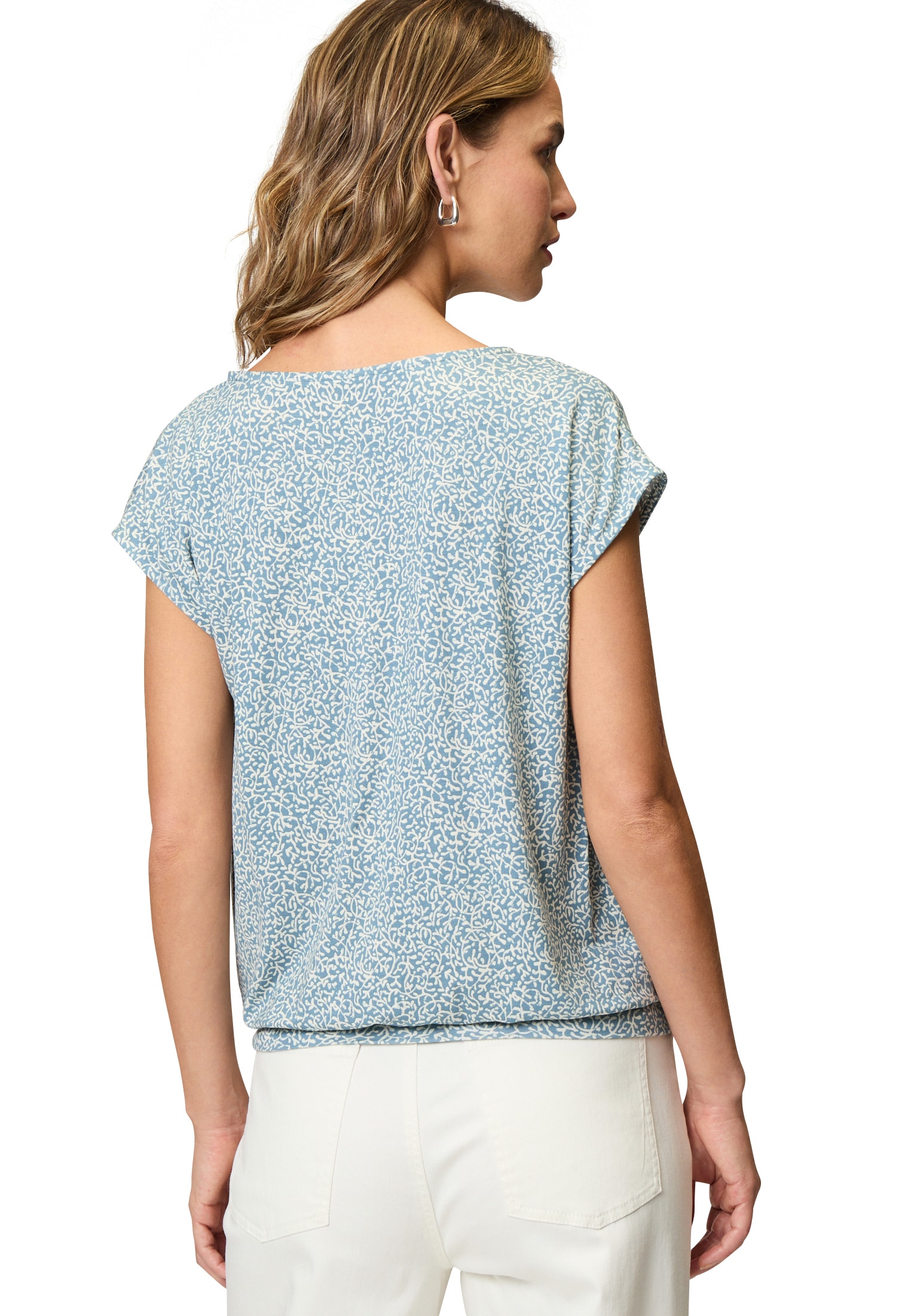 Zero T-Shirt »zero Shirt mit Blätterdruck«, (1 tlg.), Falten