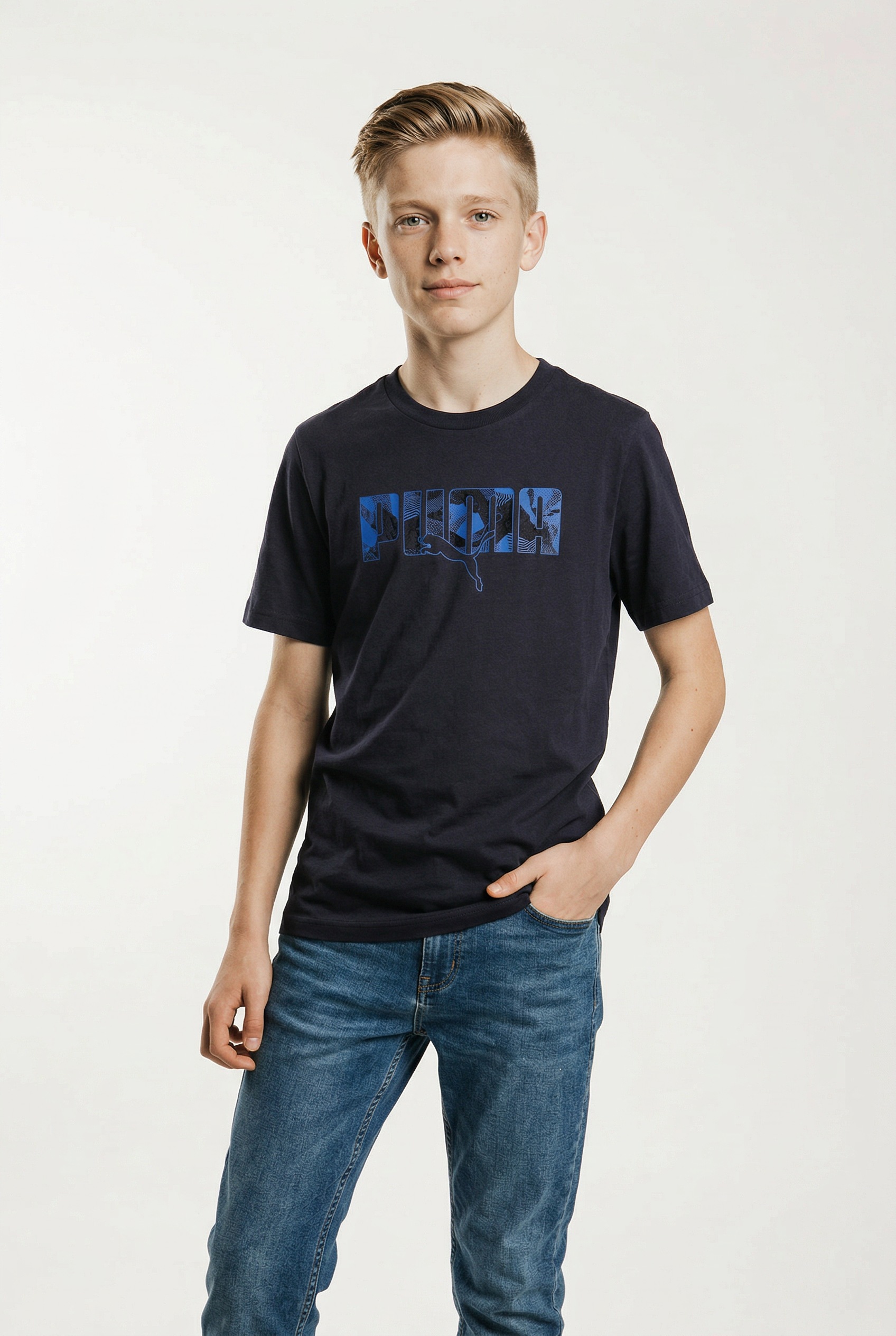 PUMA T-Shirt "ESS LOGO LAB STORY 2 TEE B" Regular Fit, Kurzarm, Rundhalsausschnitt, für Jugendliche