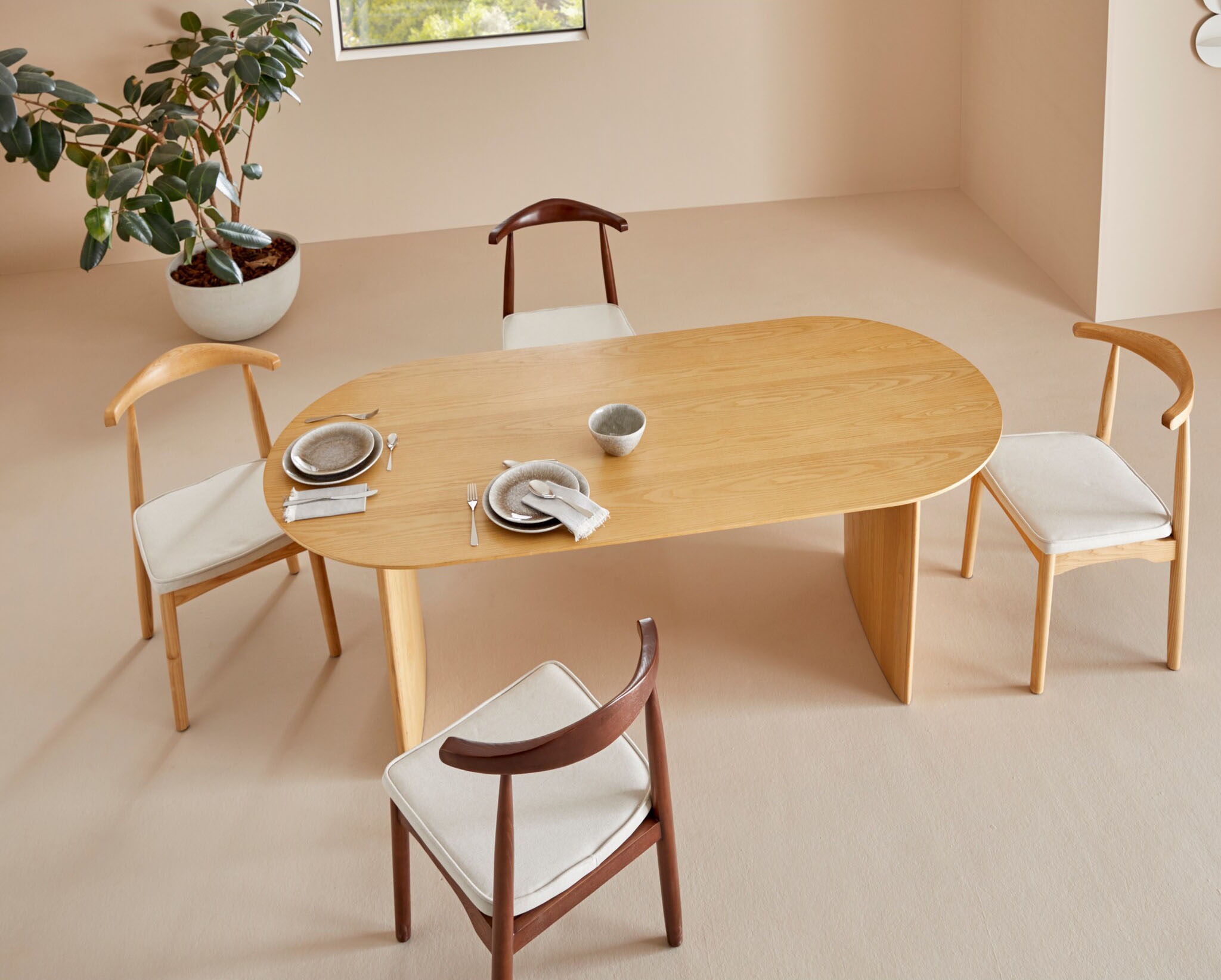 LeGer Home by Lena Gercke Esszimmerstuhl »Rianne«, (Set), 2 St., Gestellrahmen aus massivem Eschenholz, Sitzfläche mit Webstoffkissen