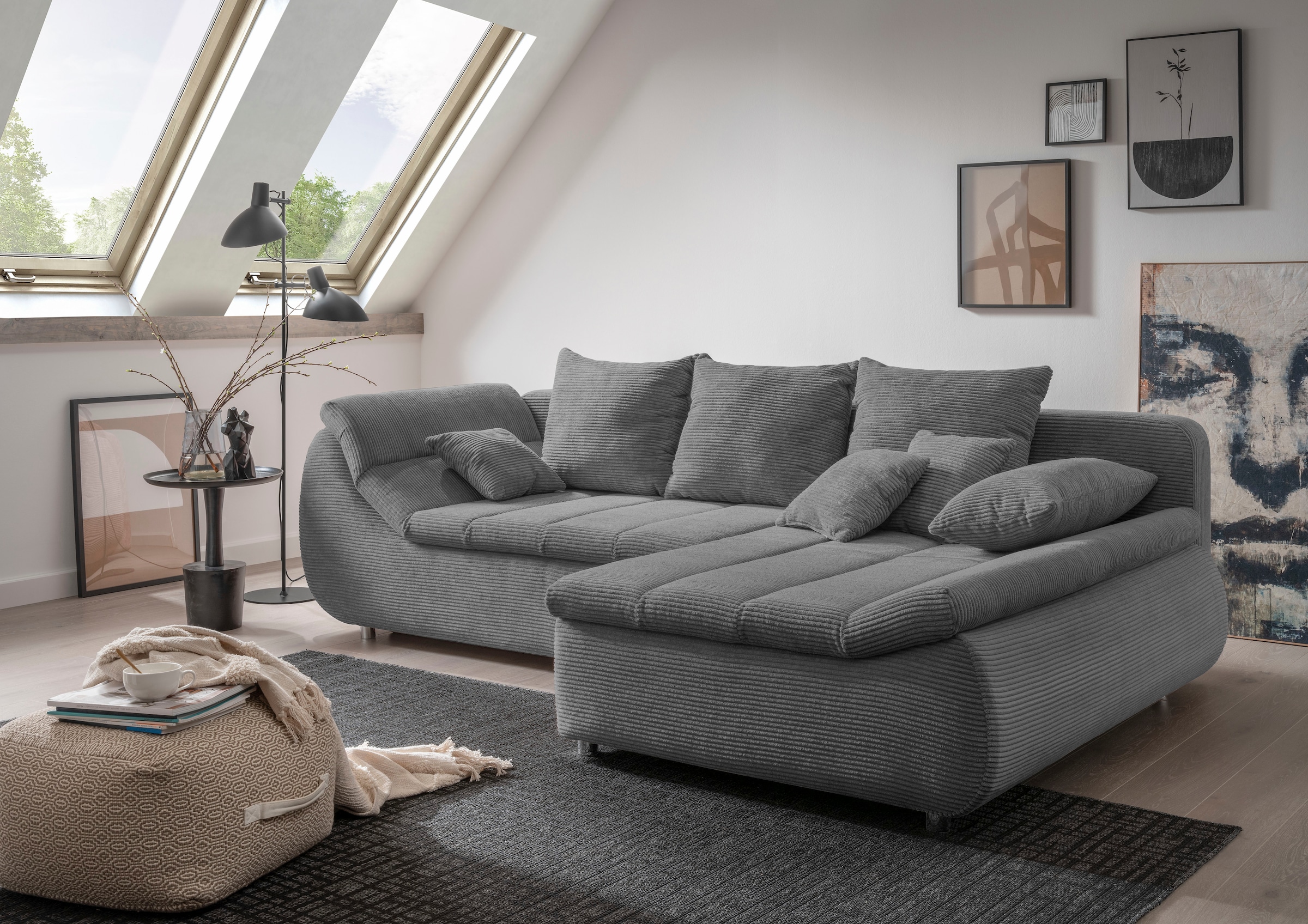 Home affaire Ecksofa "Imola, bequem, aktuelle Steppung im Sitz, L-Form, Breite 270cm" wahlweise mit Bettfunktion