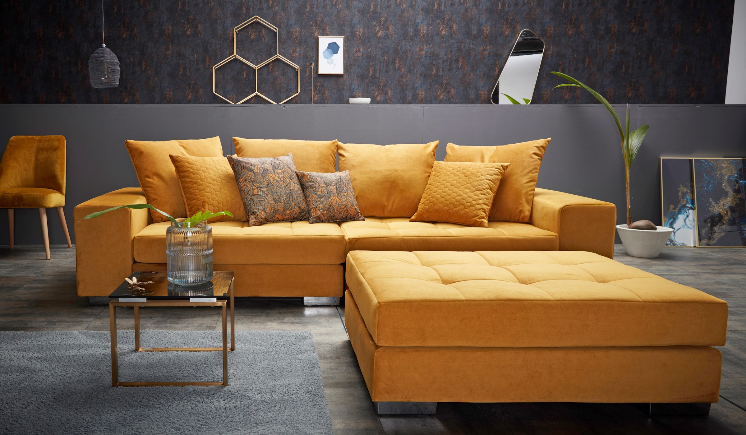 INOSIGN Big-Sofa mit und Zierkissen Sitzbereich, BAUR | Federkern »Vale«, kaufen Steppung im