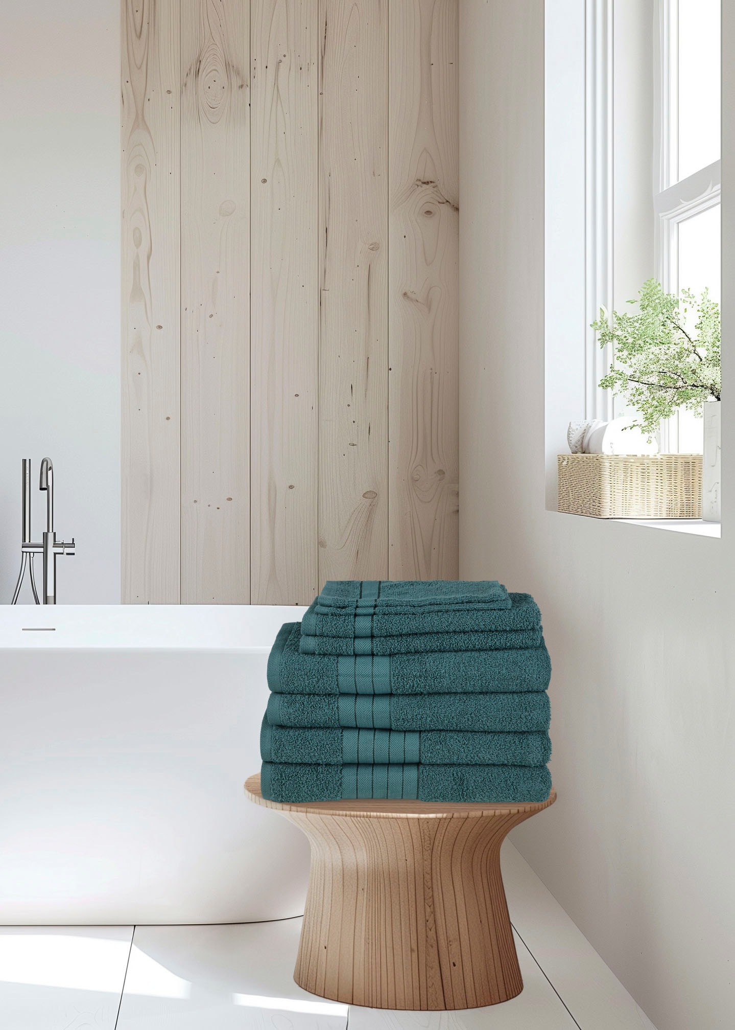 good morning Handtuch Set »Uni«, (Set, 8 St., 2 Badetücher-2 Handtücher-2 Gästetücher-2 Waschhandschuhe), Baumwolle, Walkfrottee, Bordüre, 500 GSM,Einfarbig, ohne Aufhängung
