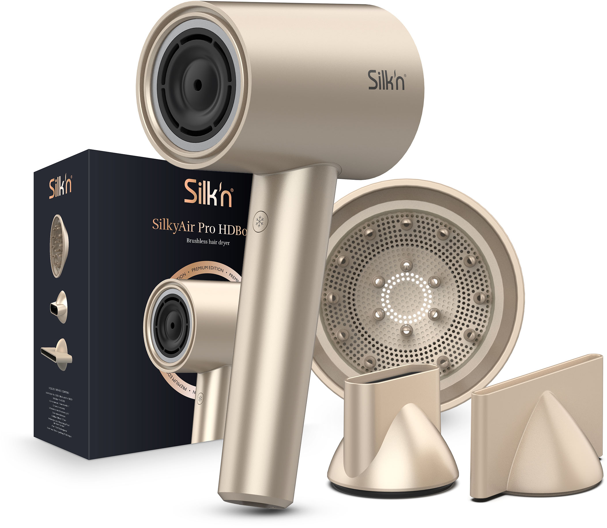 SILK'N Ionic-Haartrockner "SilkyAir Pro Modell 2024", beige, ABS, B:11,7cm H:25,4cm T:3,8cm, Haartrockner