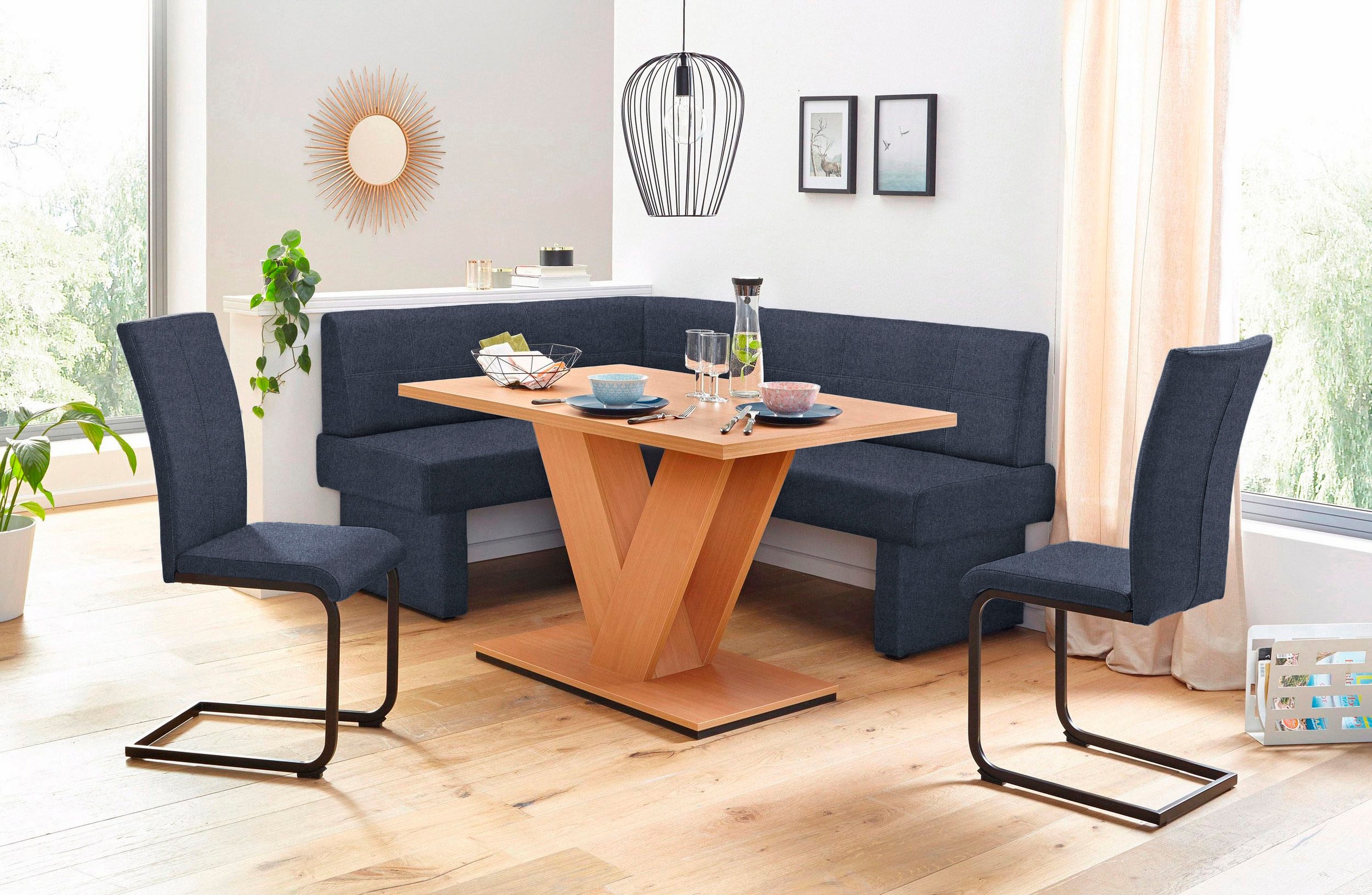 Home affaire Freischwinger »Nils«, (Set), 2 St., Strukturstoff-Feinstruktur, Stuhl belastbar bis 120 Kg, Gestell Metall im Chrom-Look oder Schwarz
