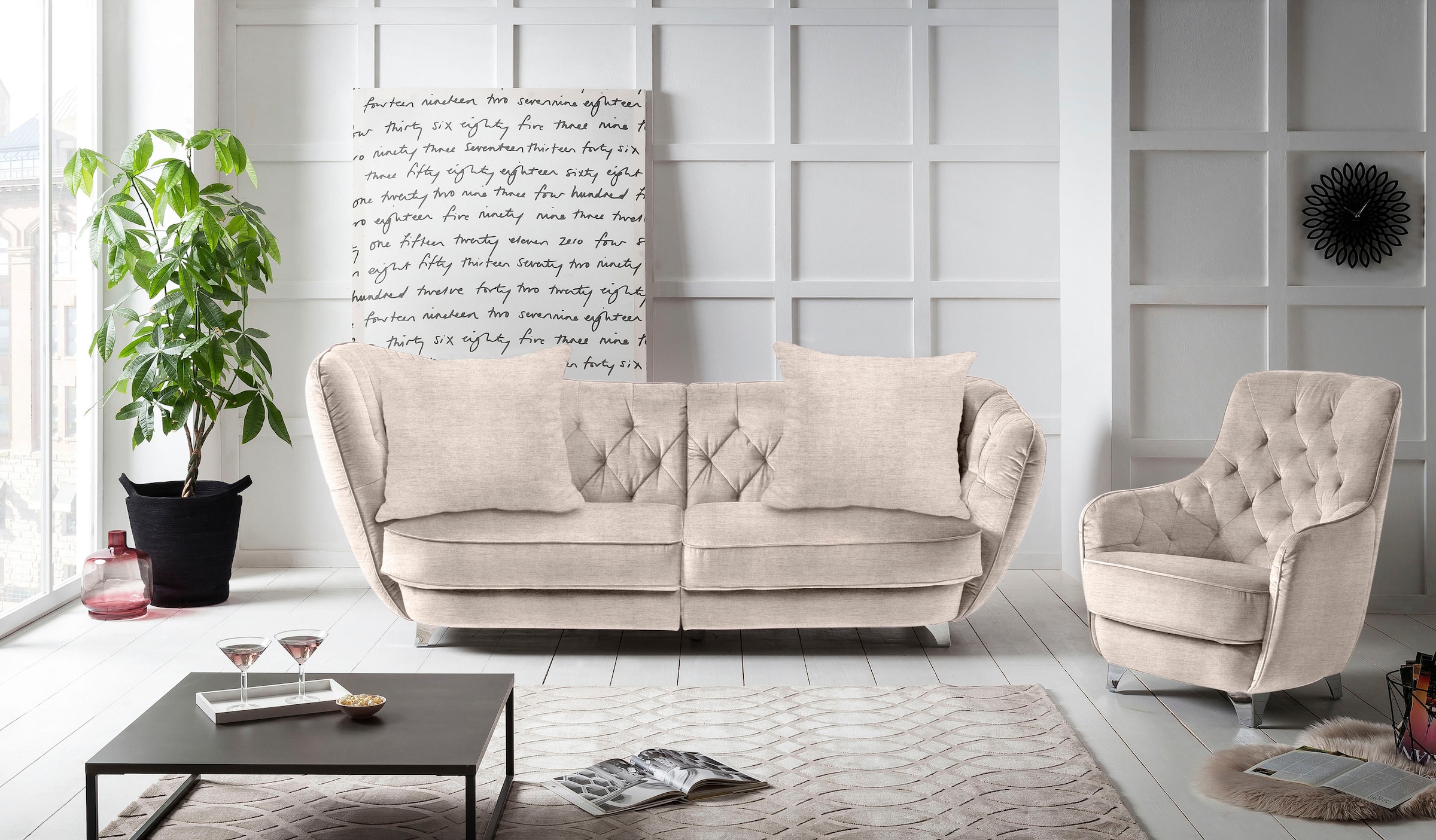 Leonique Big-Sofa "Retro", stylischer Hochlehner günstig online kaufen