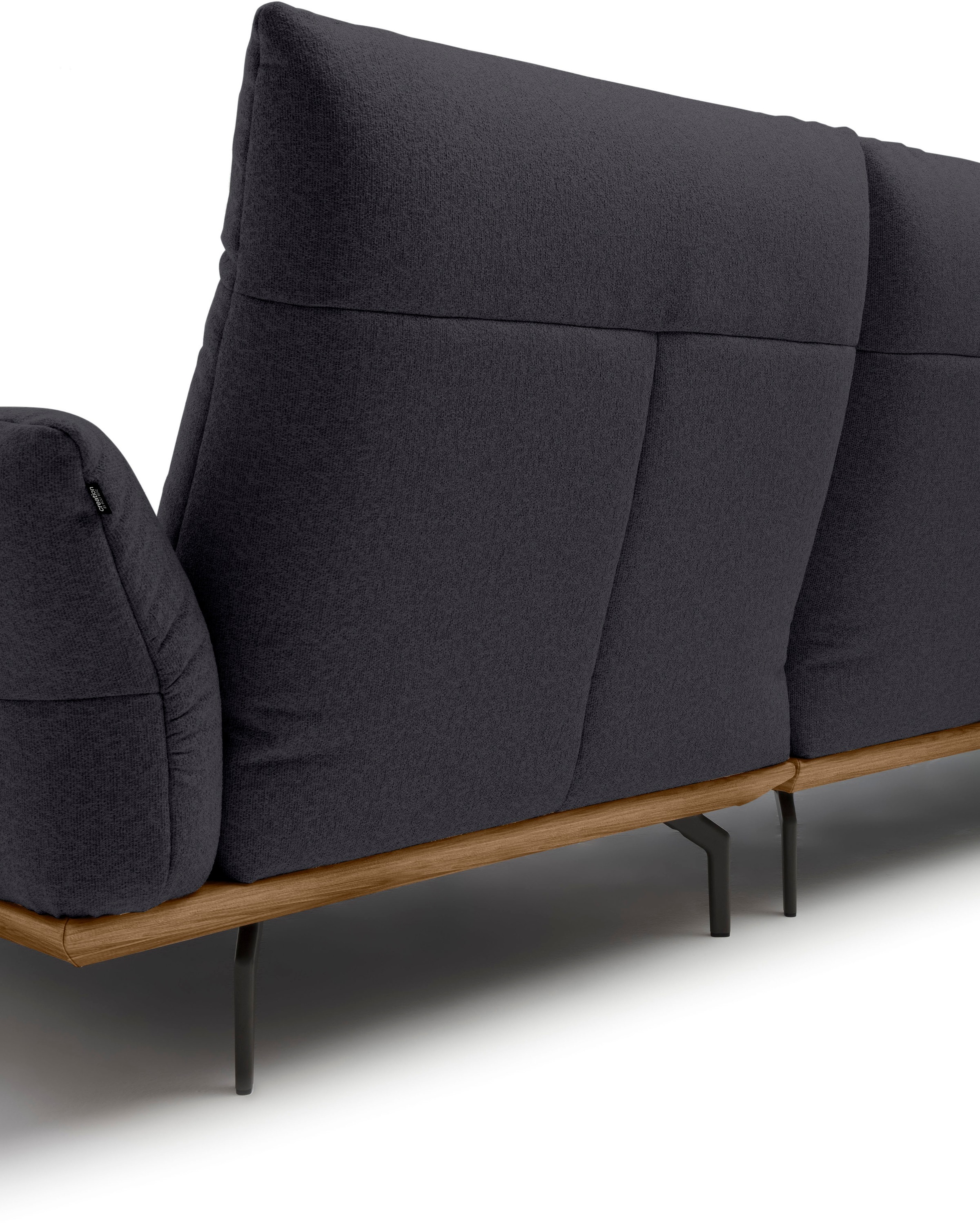 Creation BY ROLF BENZ Ecksofa »CR.460«, Sockel in Nussbaum, Winkelfüße in Umbragrau, Breite 298 cm