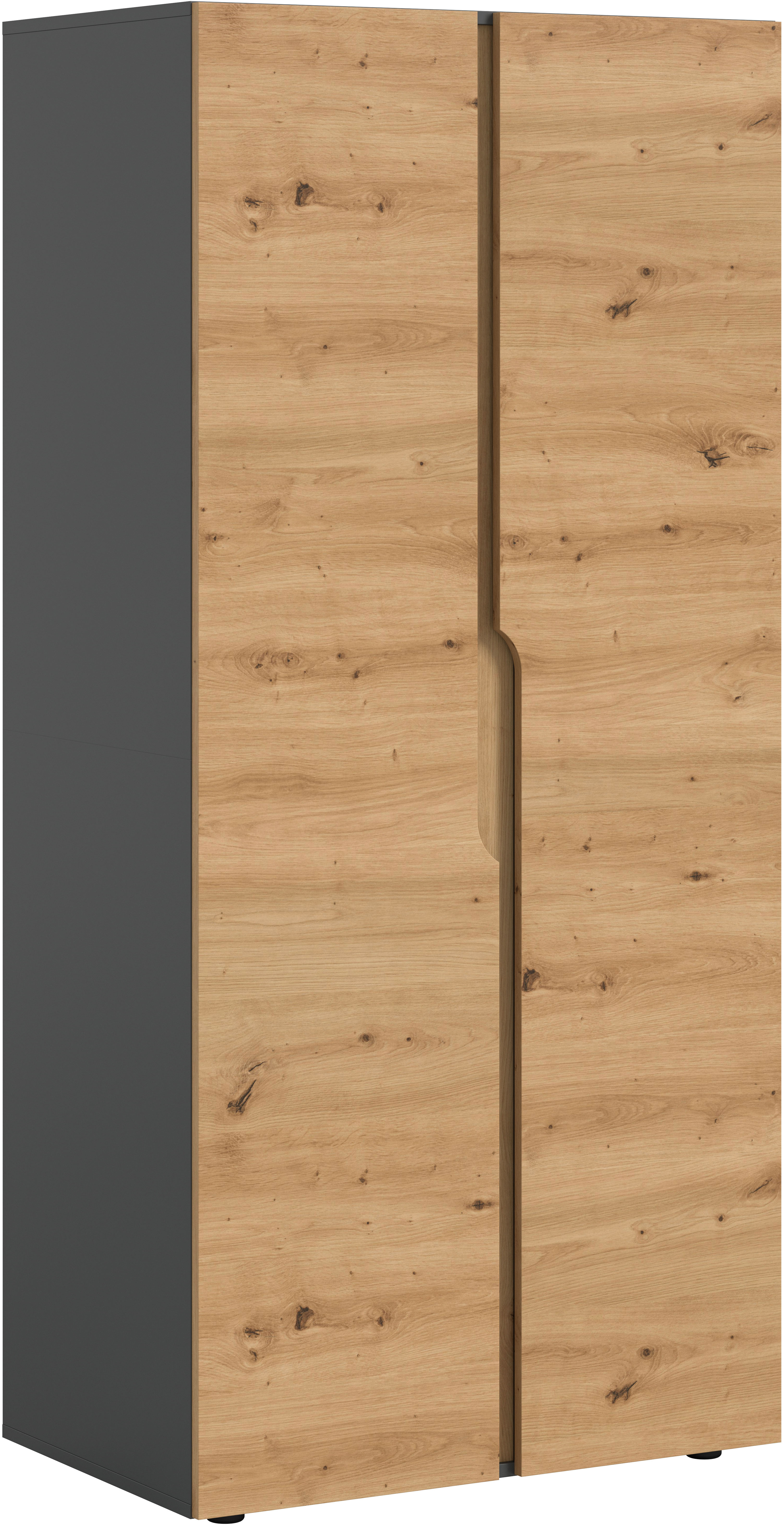 Home affaire Kleiderschrank "BJÖRNEBORG, Schlafzimmerschrank, Garderobe, Schrank" inklusive Wechselblende in anthrazit und Artisan Eiche Nachbildung, Breite 80cm, Kleiderstange, 2 Böden