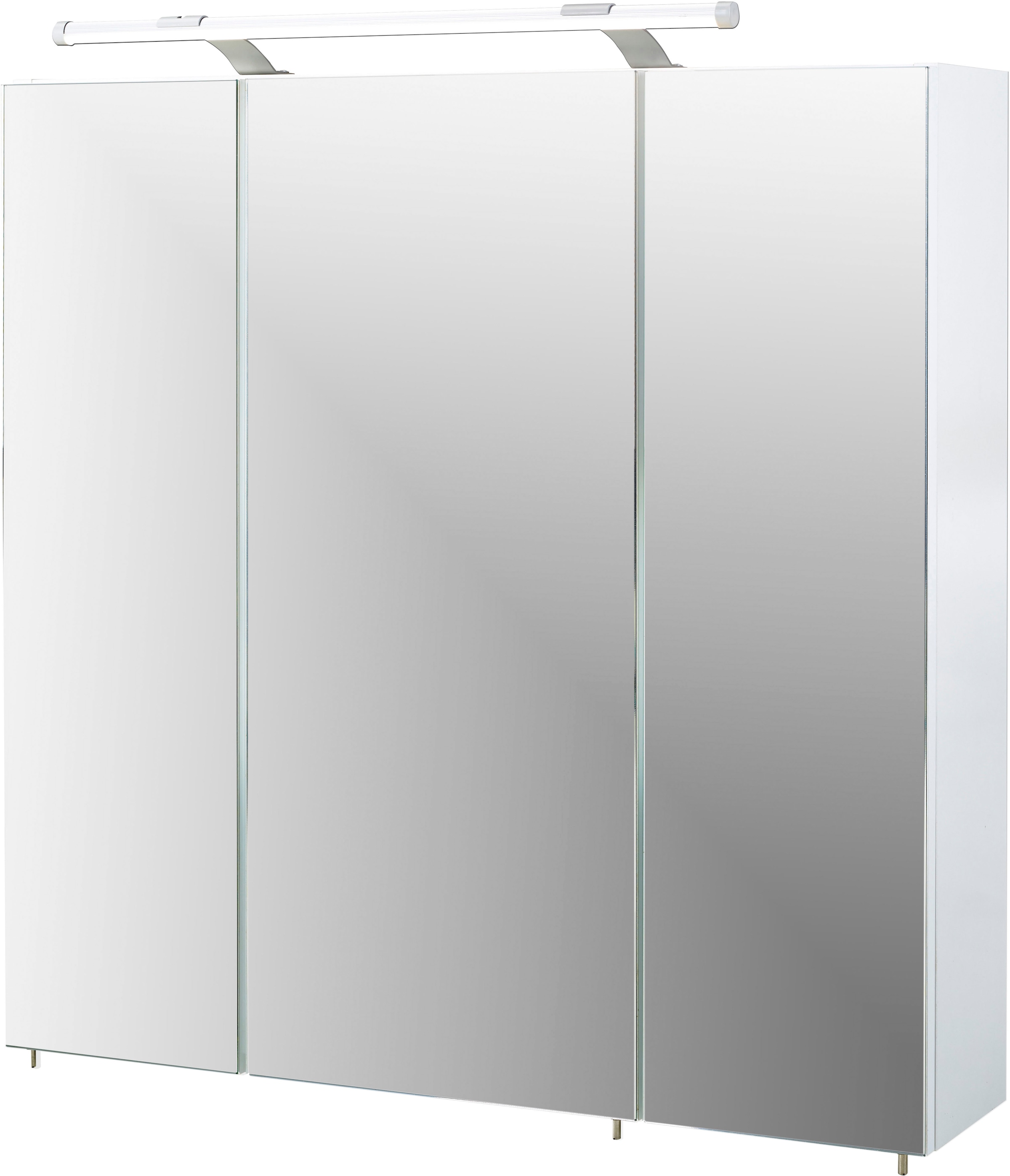 Schildmeyer Spiegelschrank "Dorina, mit höhenverstellbaren Glasböden", Breite 70 cm, 3-türig, LED-Beleuchtung, Schalter-