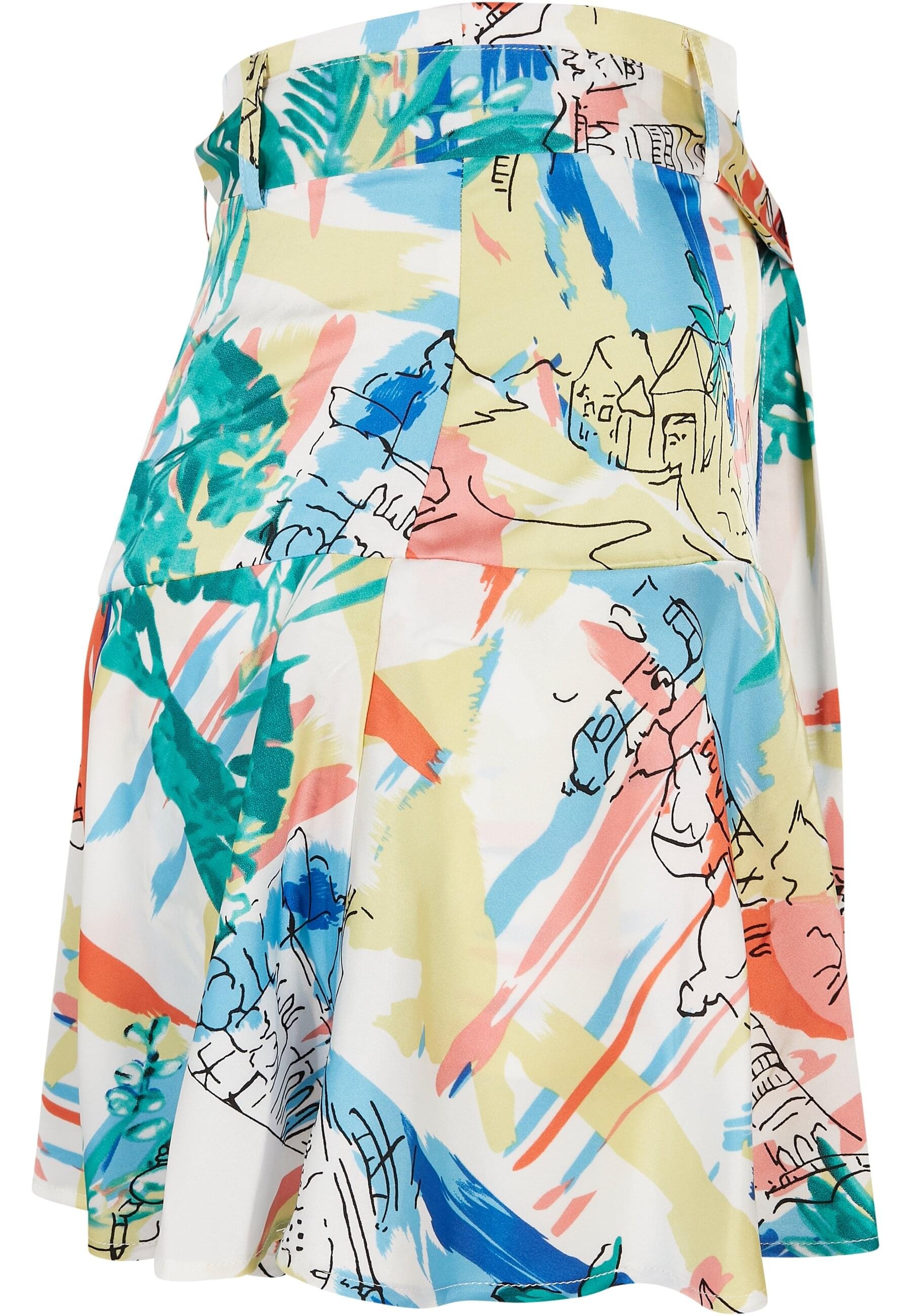 URBAN CLASSICS Sommerrock »Urban Classics Damen Ladies AOP Satin Mini Skirt«, (1 tlg.)