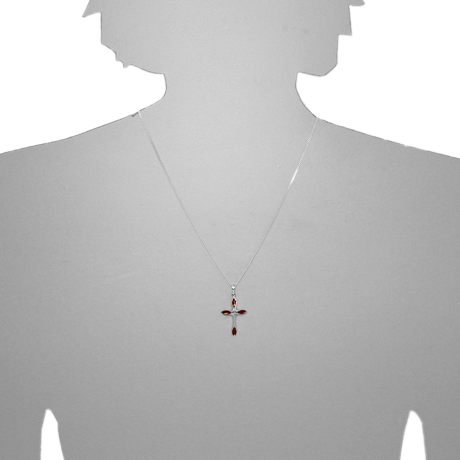 OSTSEE-SCHMUCK Kette mit Anhänger »Ostsee-Schmuck Kette mit Anhänger Kreuz 30 x 19 mm«, (2 tlg.)