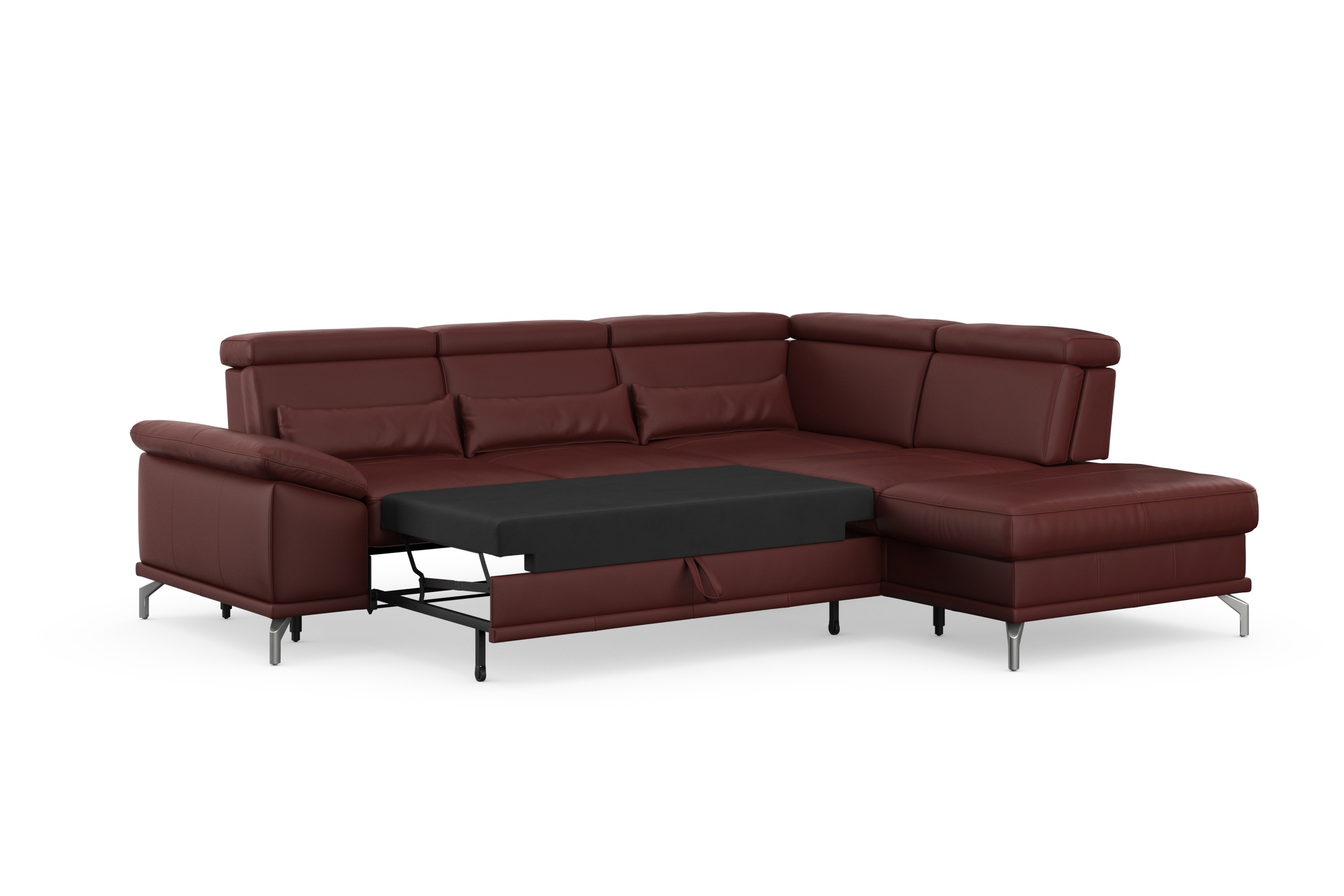 sit&more Ecksofa »Cabrio L-Form, mit Sitztiefenverstellung, Arm- und Kopfteilverstellung«, 3 Nierenkissen, Federkern, optional Bettfunktion und Stauraum