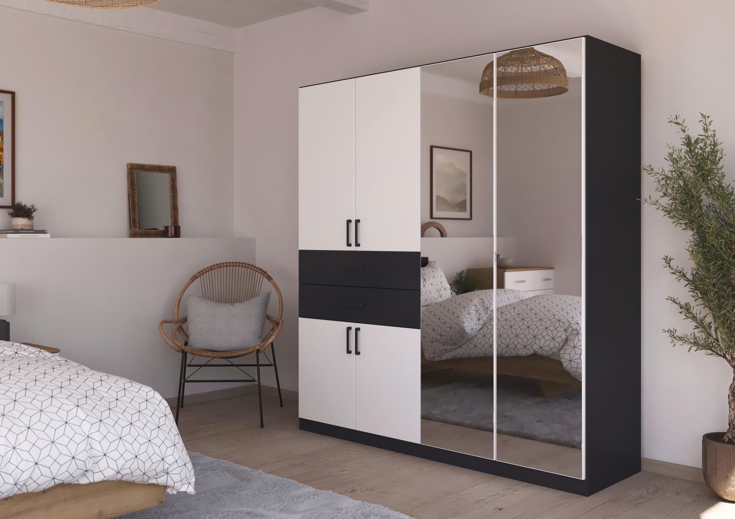 rauch Drehtürenschrank "Maika" mit Spiegel, 2 Schubladen, in verschiedenen günstig online kaufen