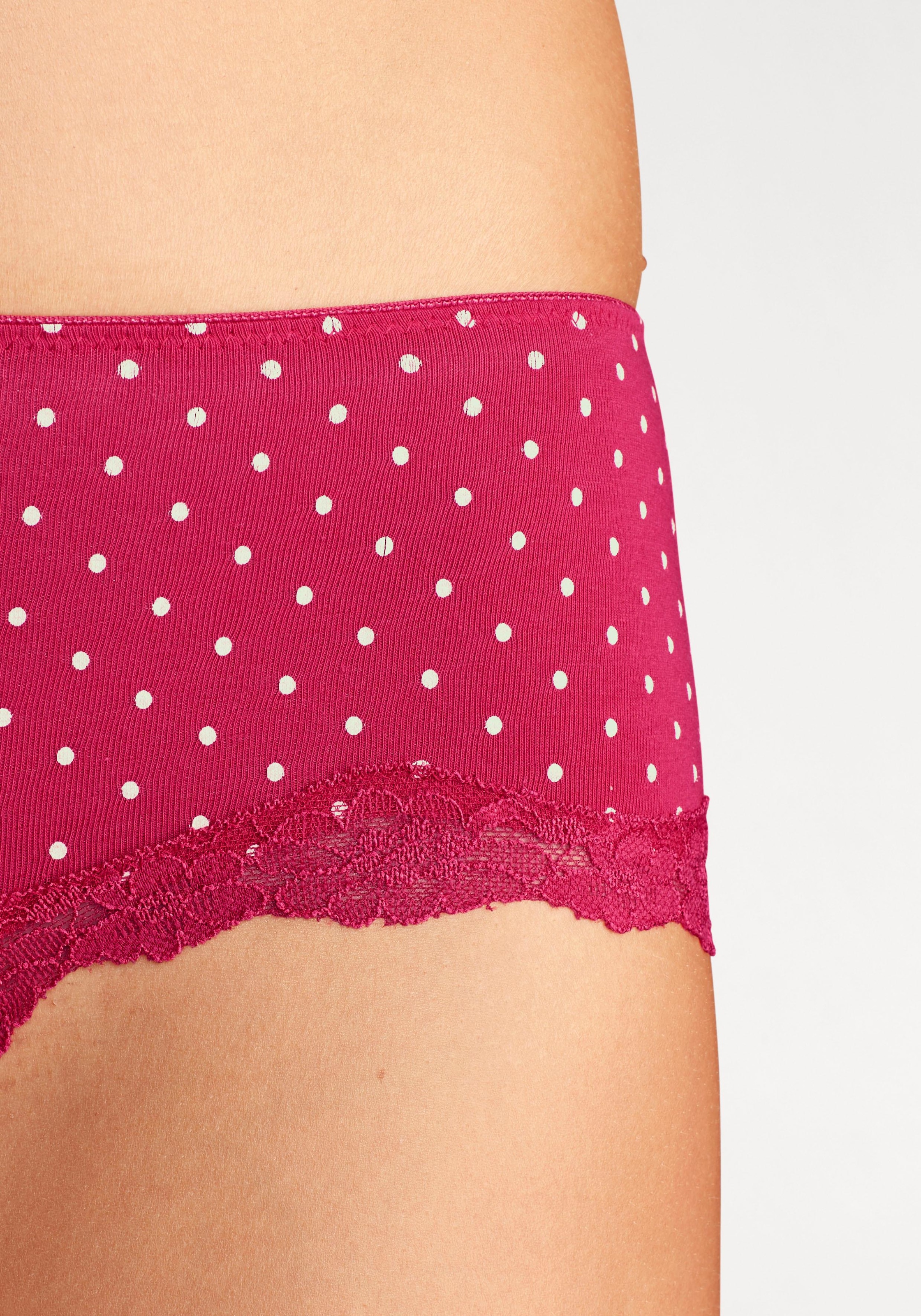 LASCANA Panty, (Packung, 3 St.), aus elastischer Baumwolle mit zarter Spitze  online kaufen | BAUR