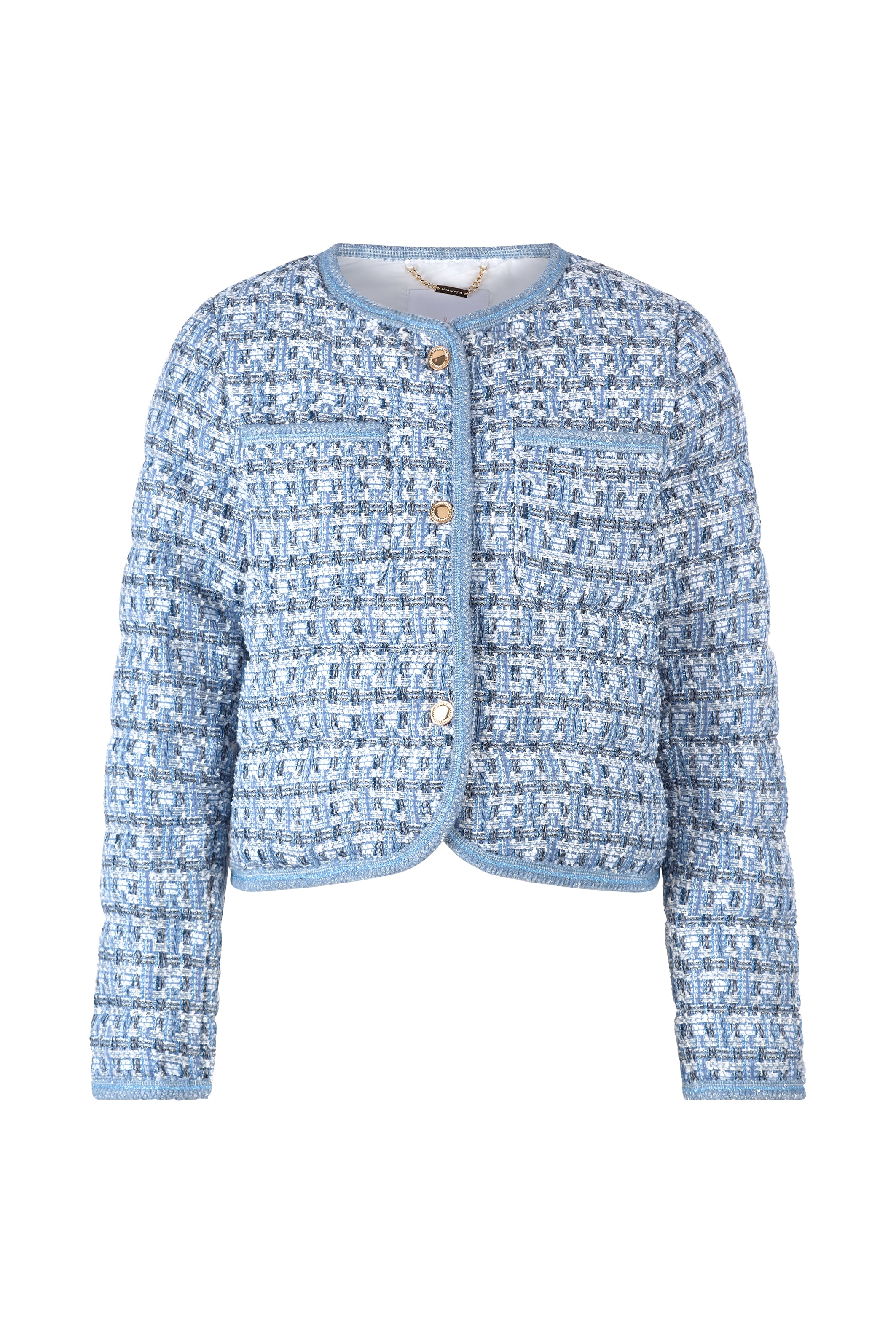 RICHROYAL Kurzjacke, Boucle Optic, leicht wattiert, kastiger Schnitt, Glitzerfäden