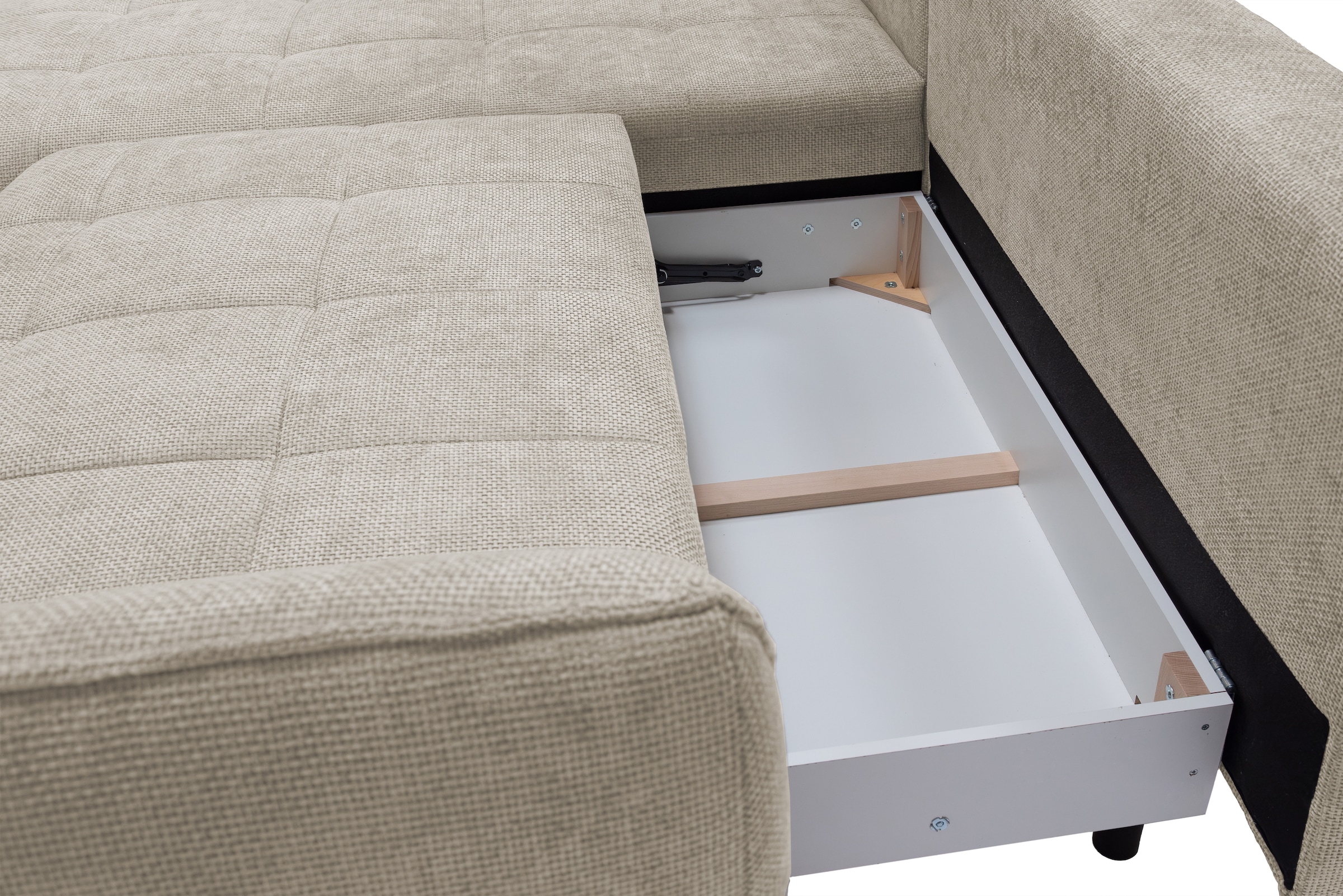 exxpo - sofa fashion Ecksofa »Samoa, bequem&modern, mit Easy-Lift-Bettfunktion, Breite 282cm, L-Form« Polsterecke inkl. Bettfunktion & Bettkasten. Komfortsitzhöhe 47cm