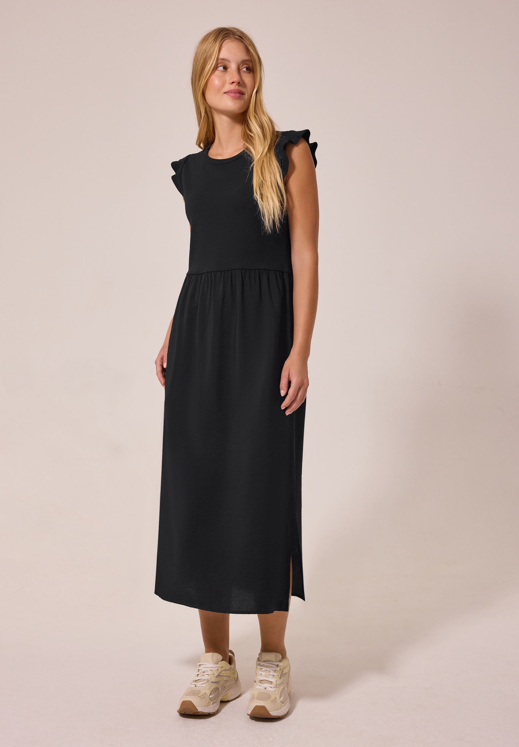 STREET ONE STUDIO Maxikleid Ohne Taschen mit Rundhalsausschnitt