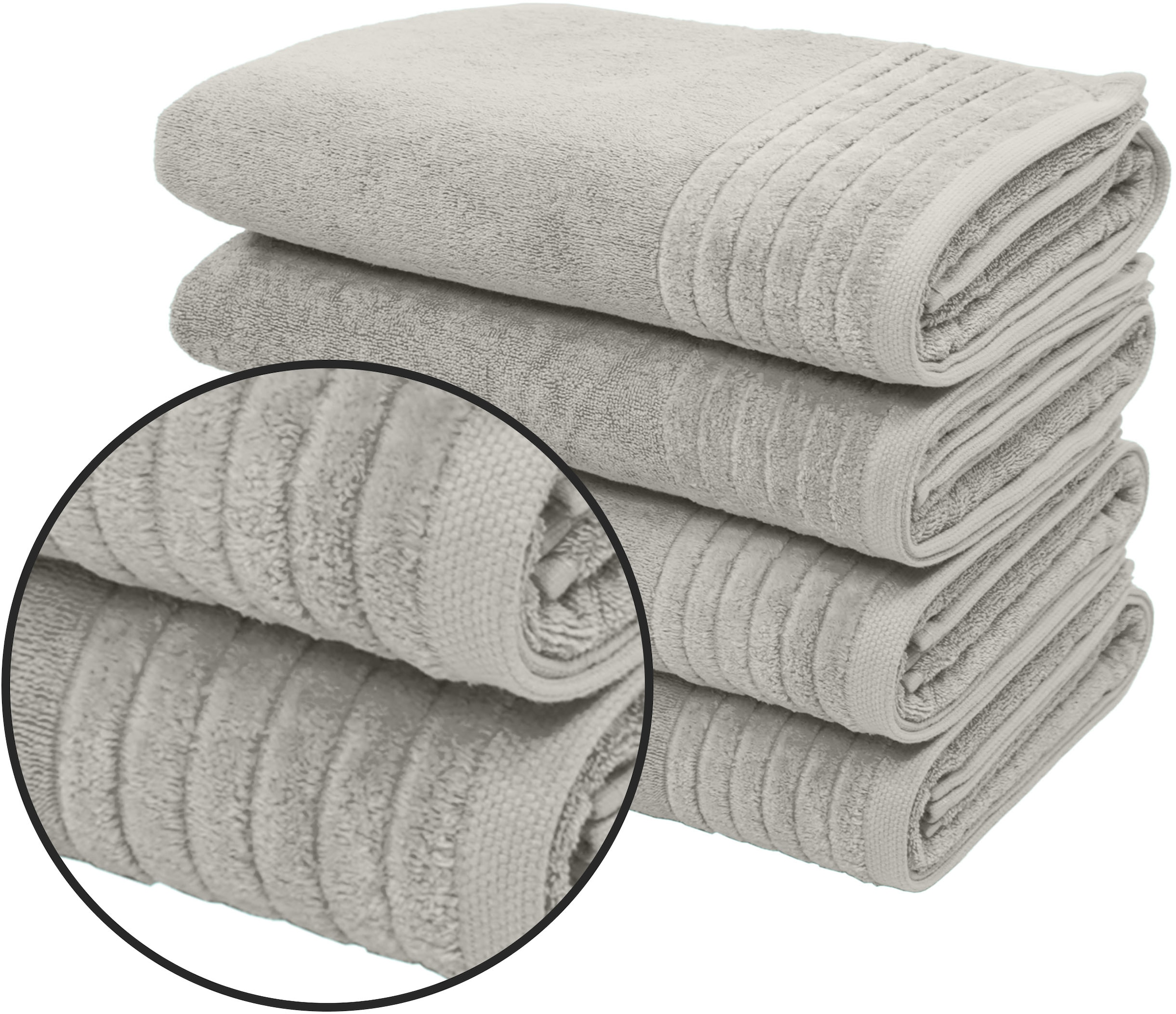 my home Duschtücher »Sanremo Premium, Premium Handtücher, 600 gr/m², 70x140cm«, (Set, 4 St., 2x 70x140cm), mit Bordüre, einfarbig, flauschig und weich, dicke Qualität