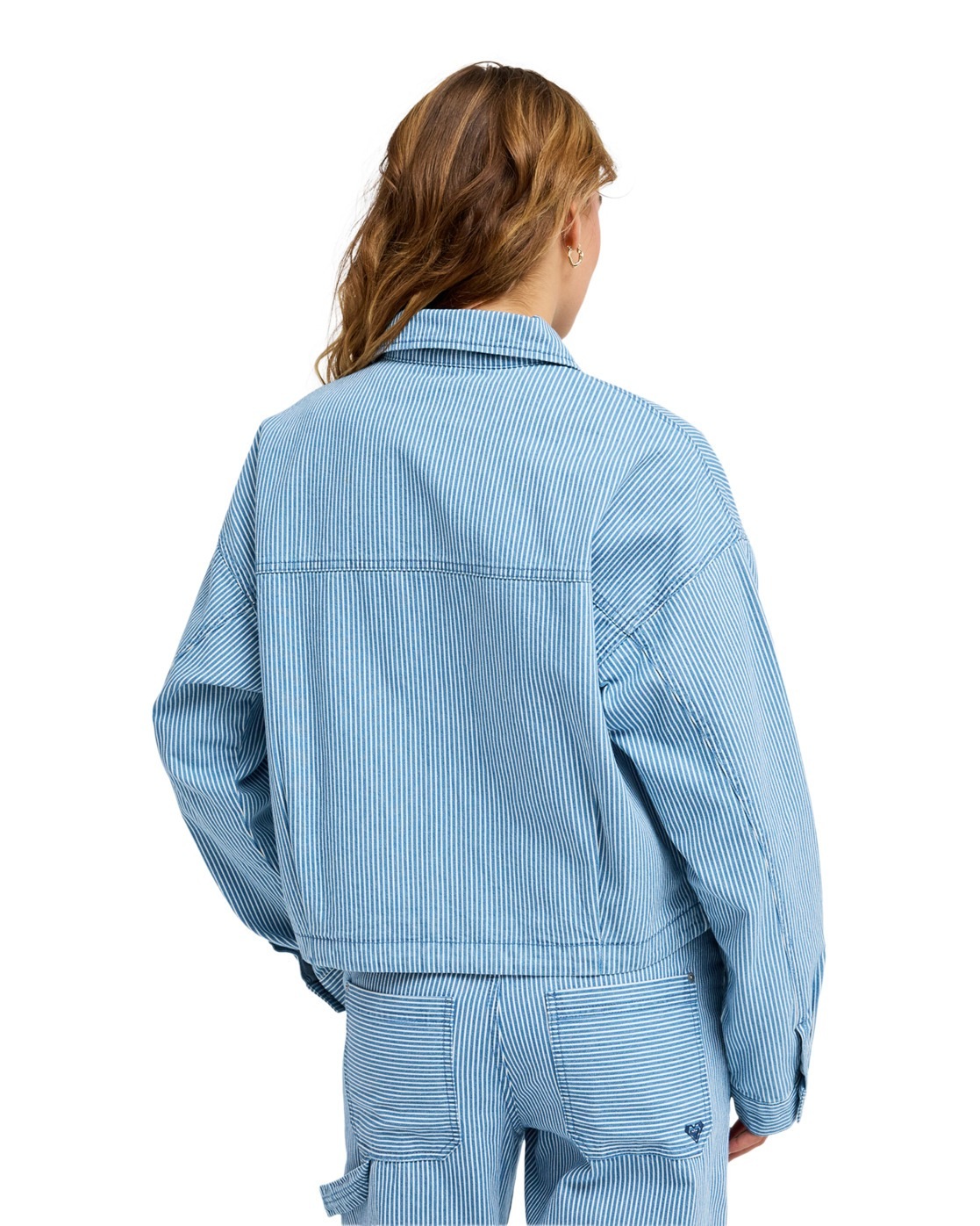 Outdoorjacke ROXY "Beachfront Bliss", Damen, Gr. L, coconut milk denim stripe, Obermaterial: 100% Walkfrottier;, Jacken Outdoorjacke