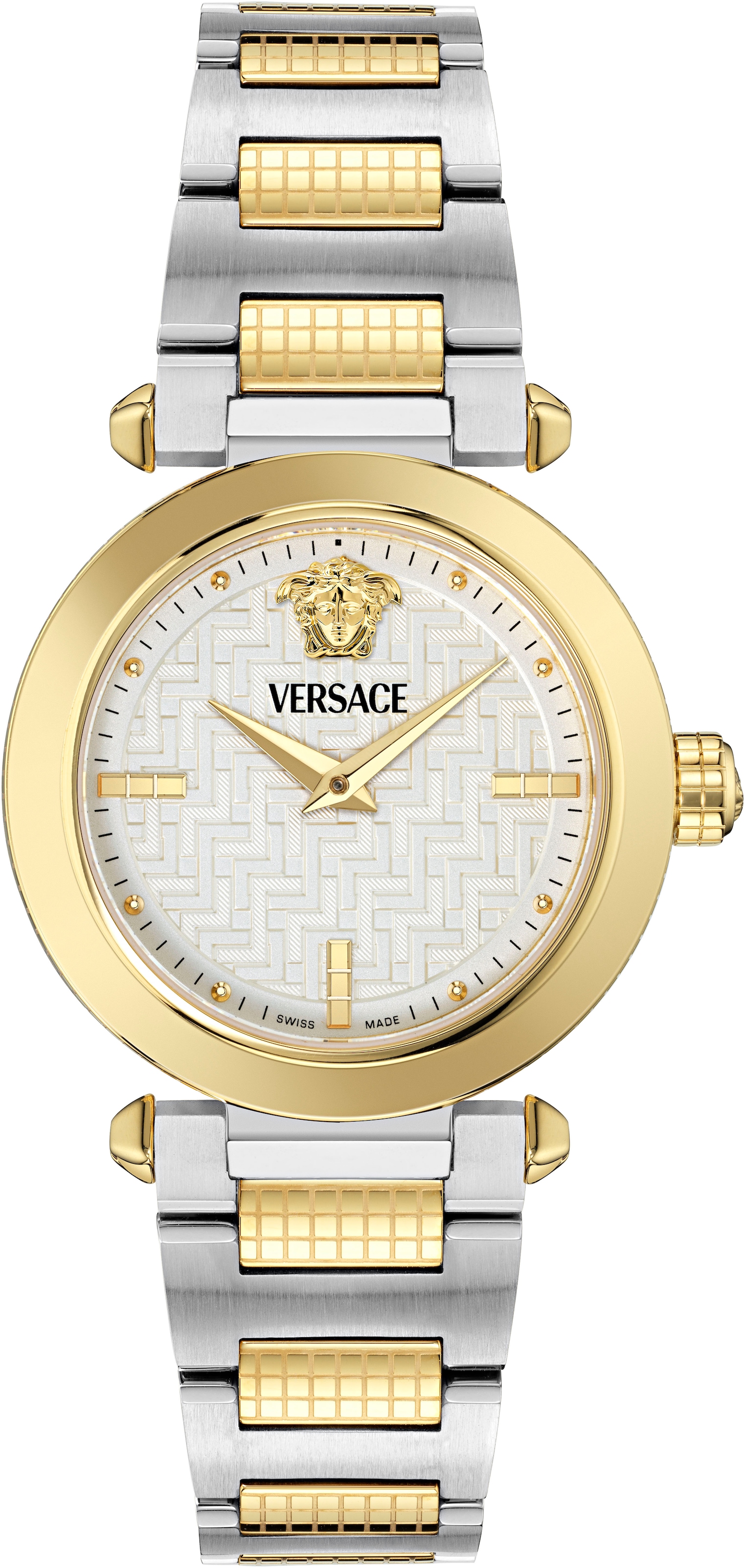 VERSACE Damen Quarzuhr "VERSACE GREEK", silber, Armbanduhren, Armbanduhr, Damenuhr, Swiss Made, Edelstahlarmband, analog