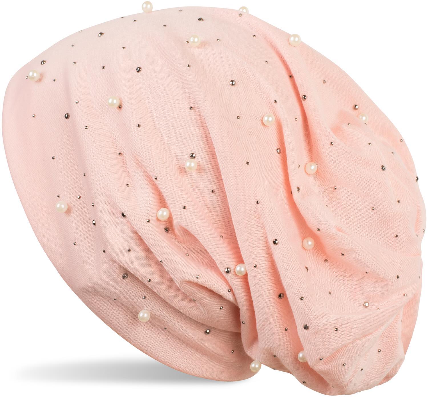 styleBREAKER Beanie "Beanie mit Perlen und Strass Nieten" 1 Stk.