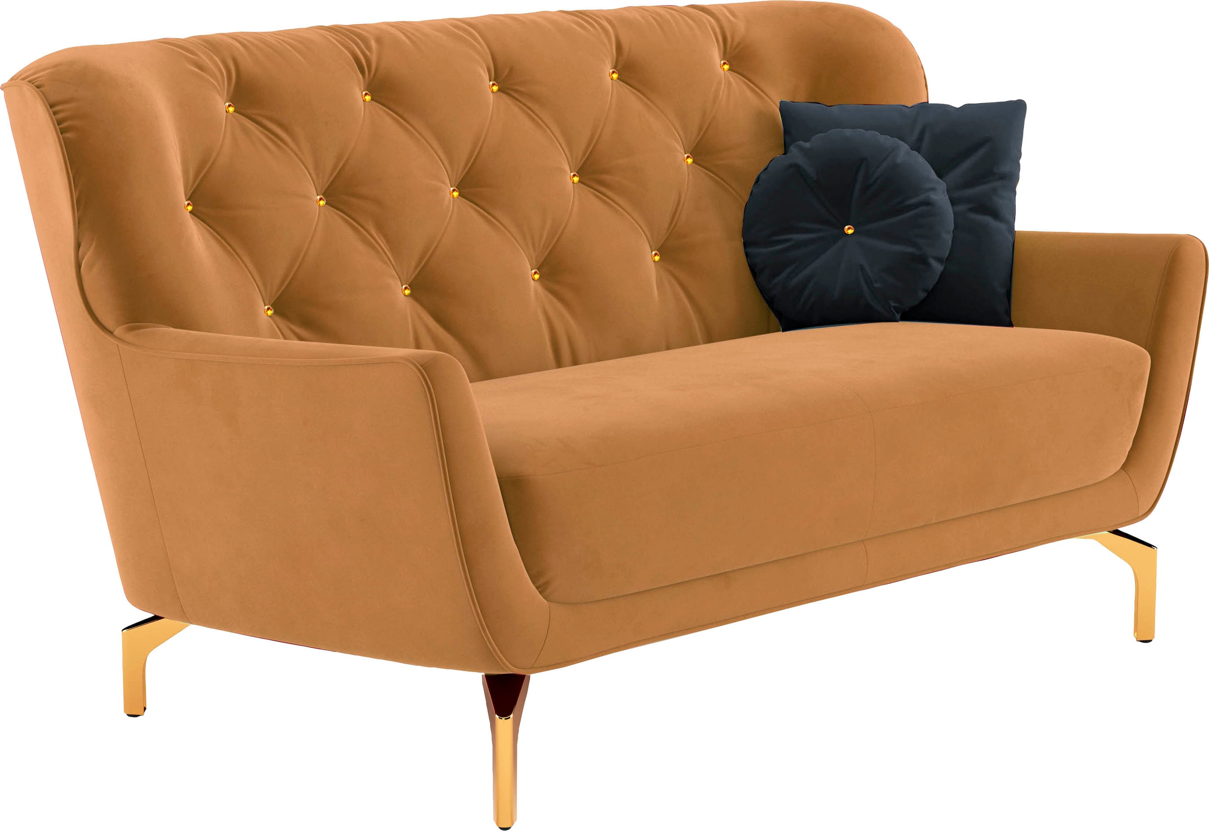 sit&more 2-Sitzer »Orient 3«, inkl. 2 Zierkissen mit Strass-Stein, goldfarbene Metallfüße