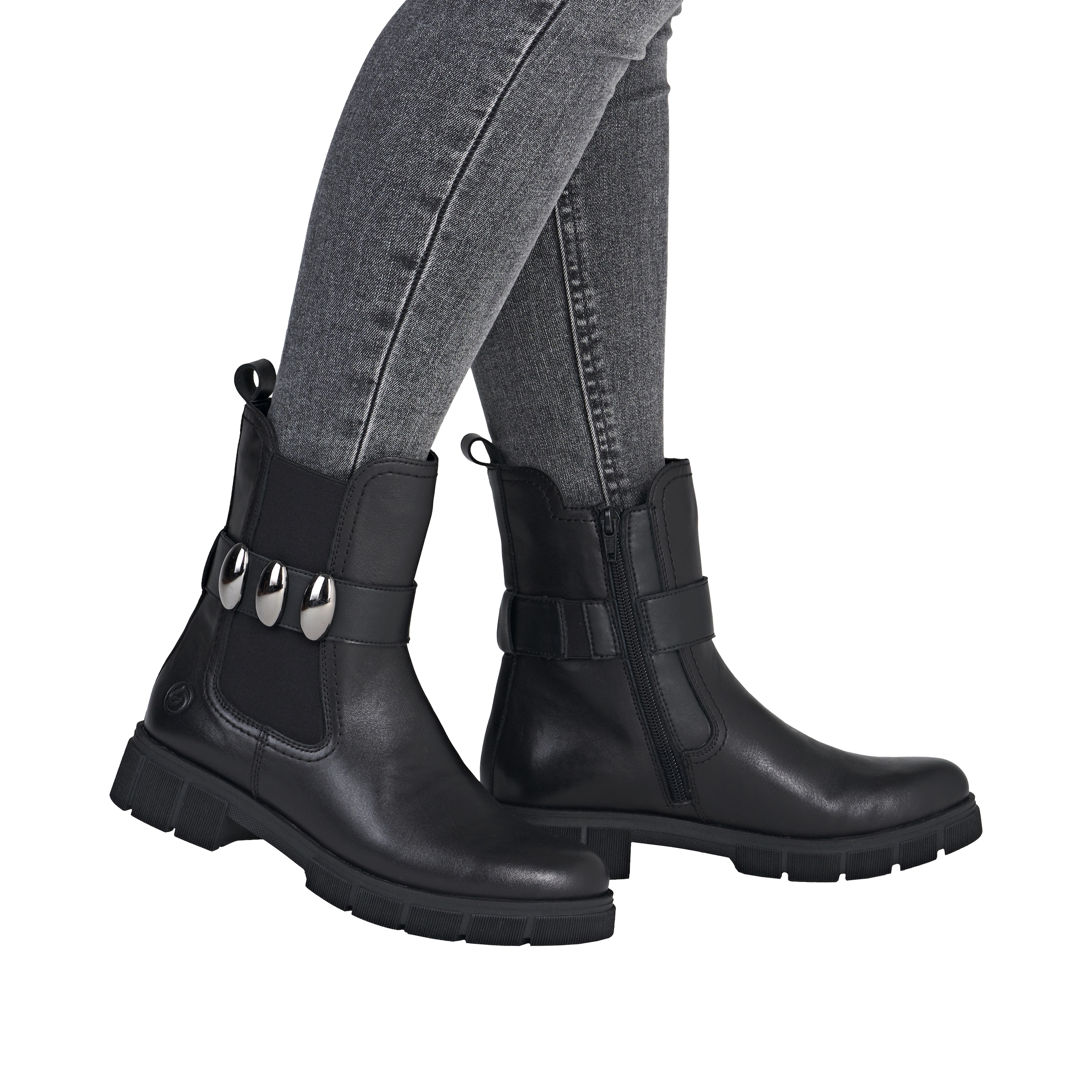 Remonte Chelseaboots, Boots, Stiefelette, Profilsohle, Stretcheinsatz und Reißverschluss