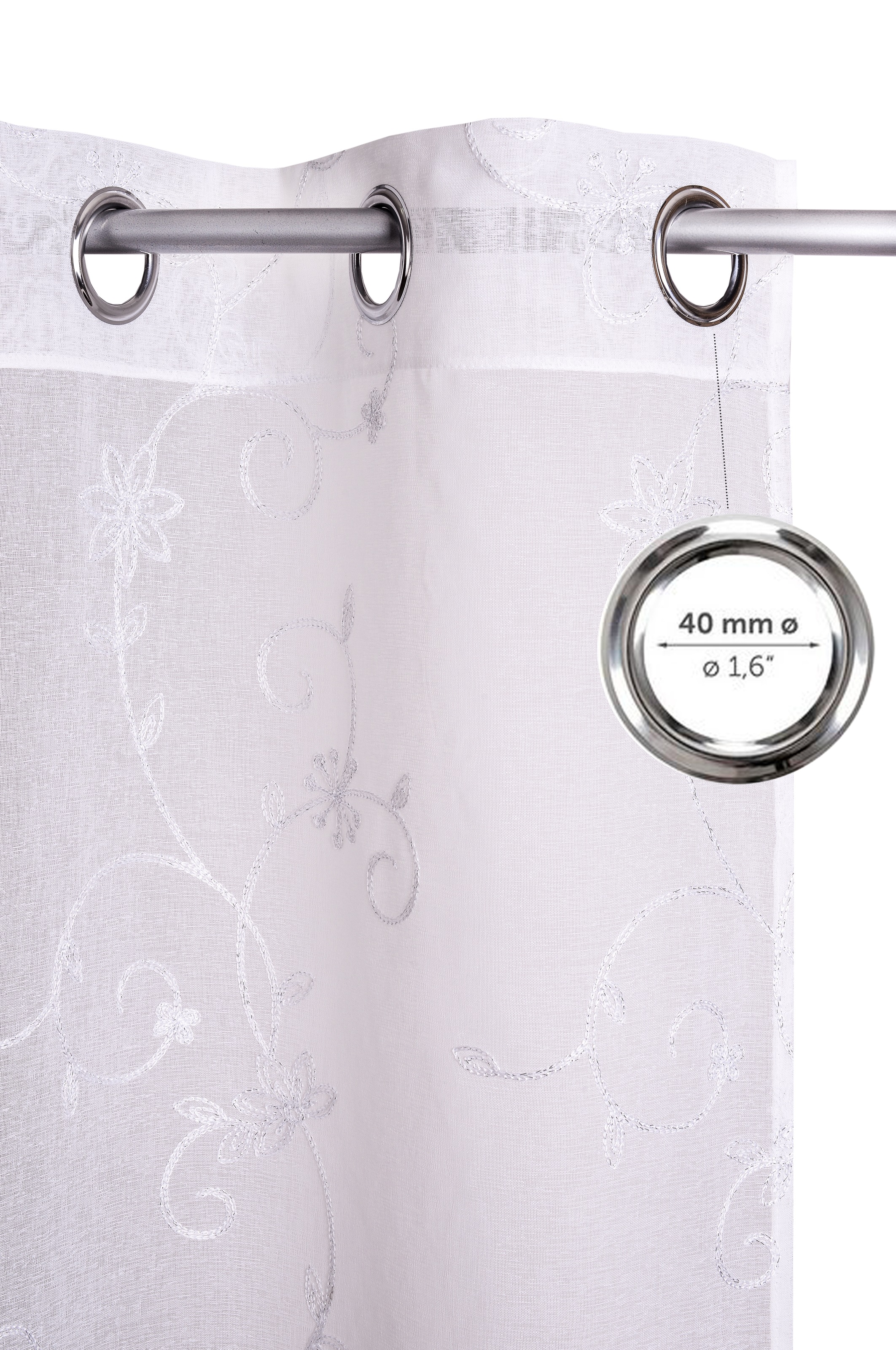 Thumbnail - Home affaire Gardine "Bisel" Ösen 1 Stk. tlg. Transparent, Blumenmuster, Ösen, Pflegeleicht, klassisch