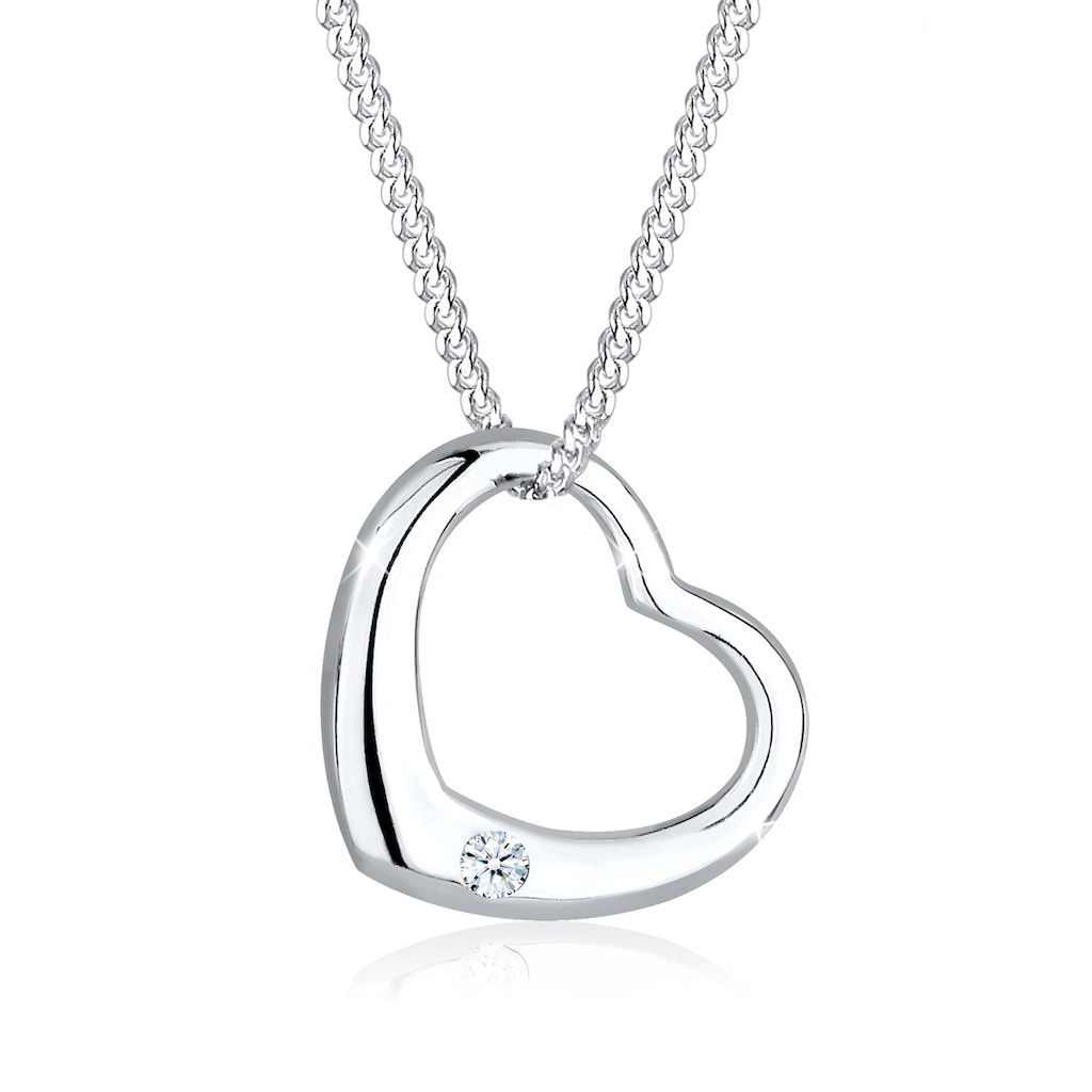 Elli DIAMONDS Collierkettchen »Herz Liebe Romantik Diamant (0.03 ct.) 925 Silber«