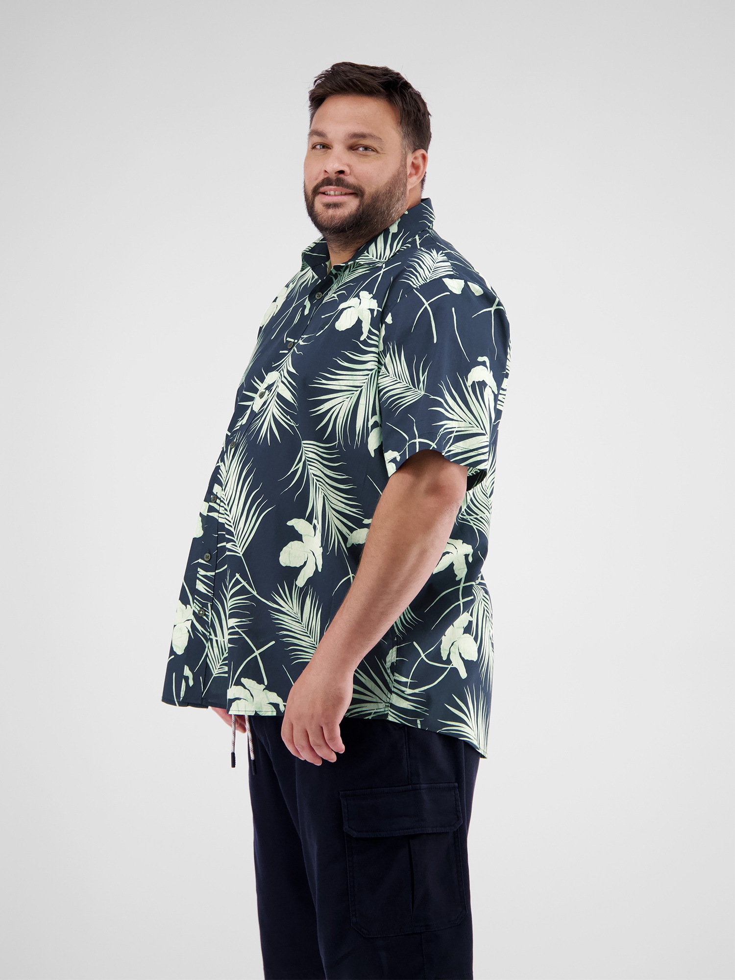 LERROS Kurzarmhemd »LERROS Herrenhemd in Übergrößen, Hawaiian-Style«