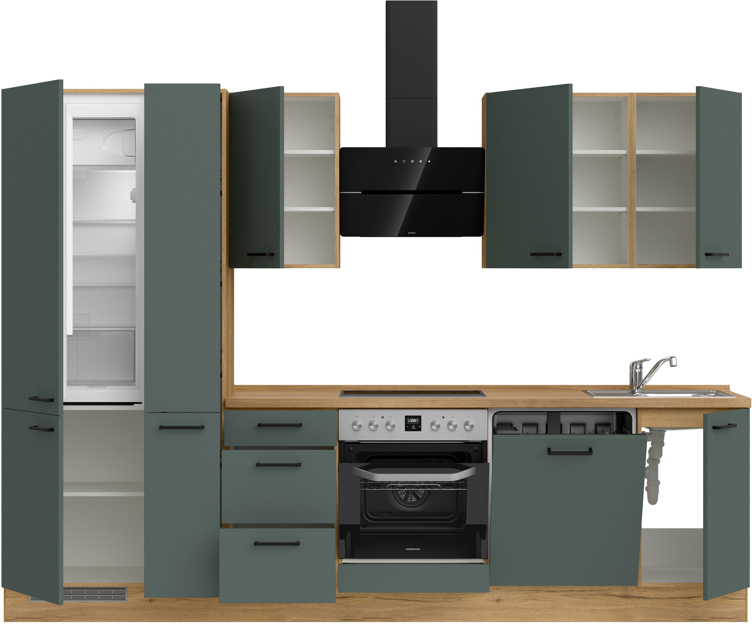 nobilia® Küchenzeile »"Easytouch II"«, vormontiert, Ausrichtung wählbar, Breite 300 cm, wahlw. mit E-Geräten