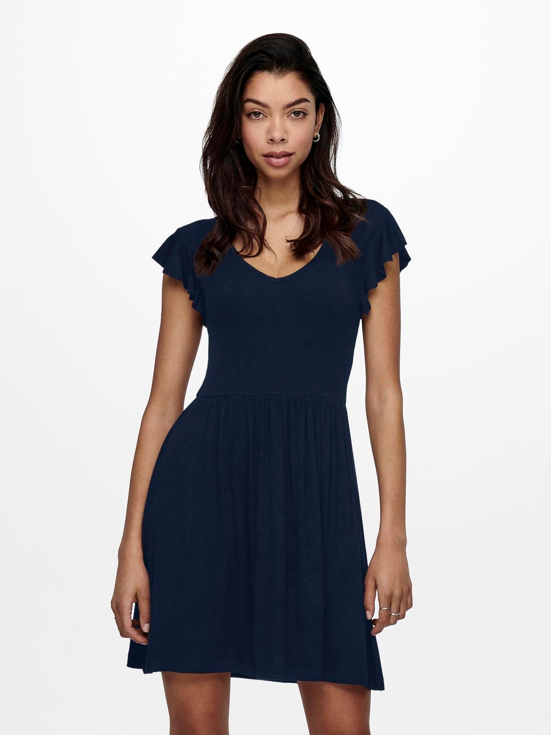 ONLY Jerseykleid »ONLBELIA S/L DRESS JRS« Viskosemischung, regular fit, V-Ausschnitt