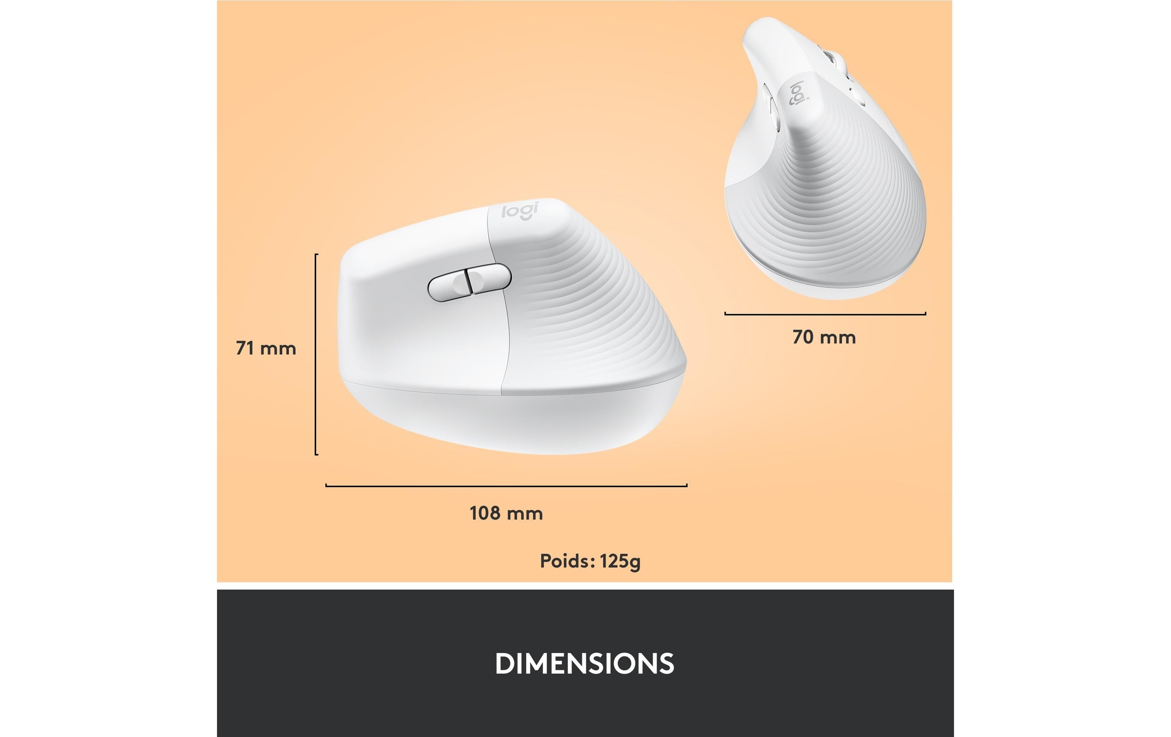 Logitech ergonomische Maus »Maus Lift Off-white« kabellos