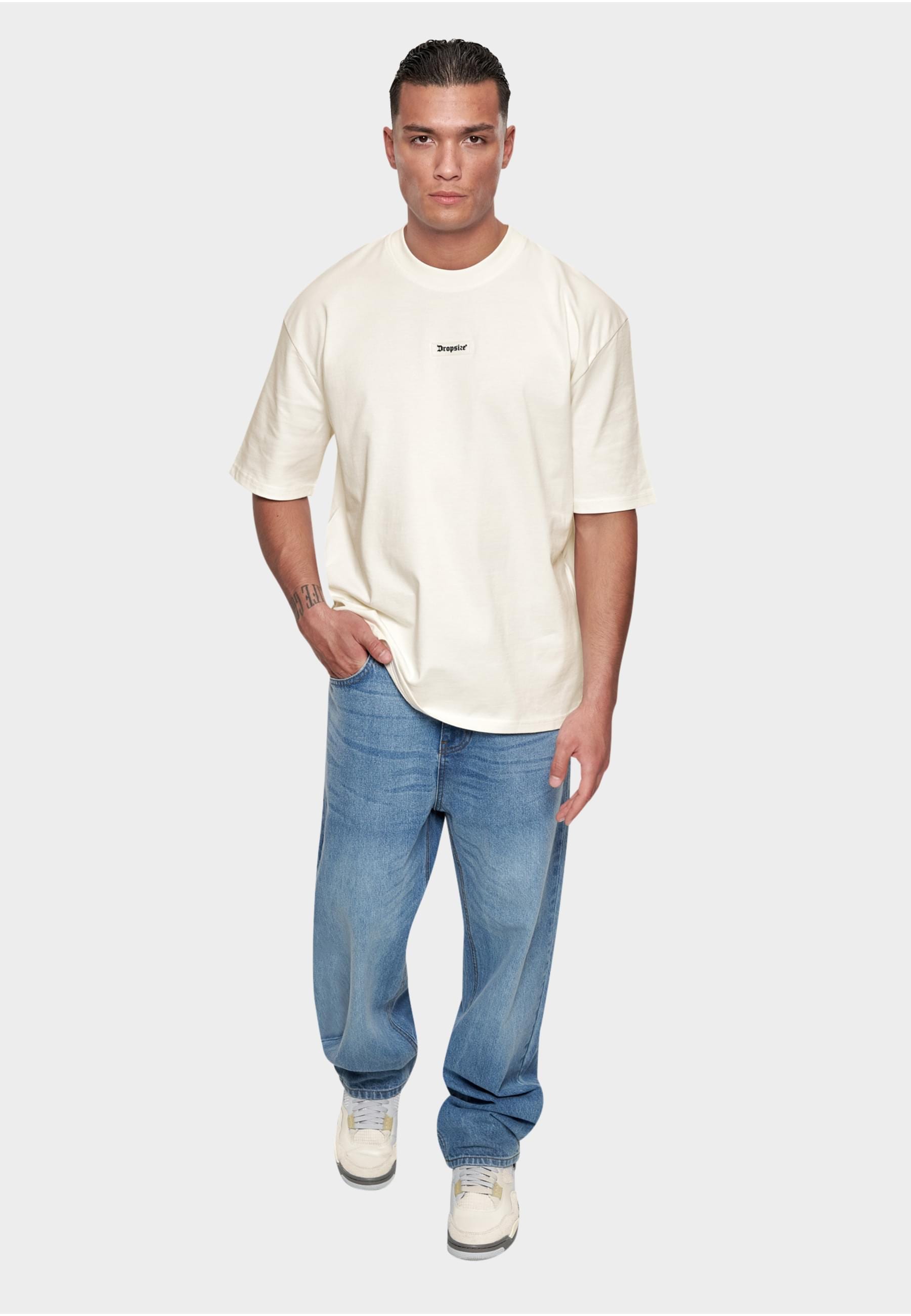 Dropsize T-Shirt »Dropsize Herren Heavy Oversize Front Rubber Patch T-Shirt«, (1 tlg.)