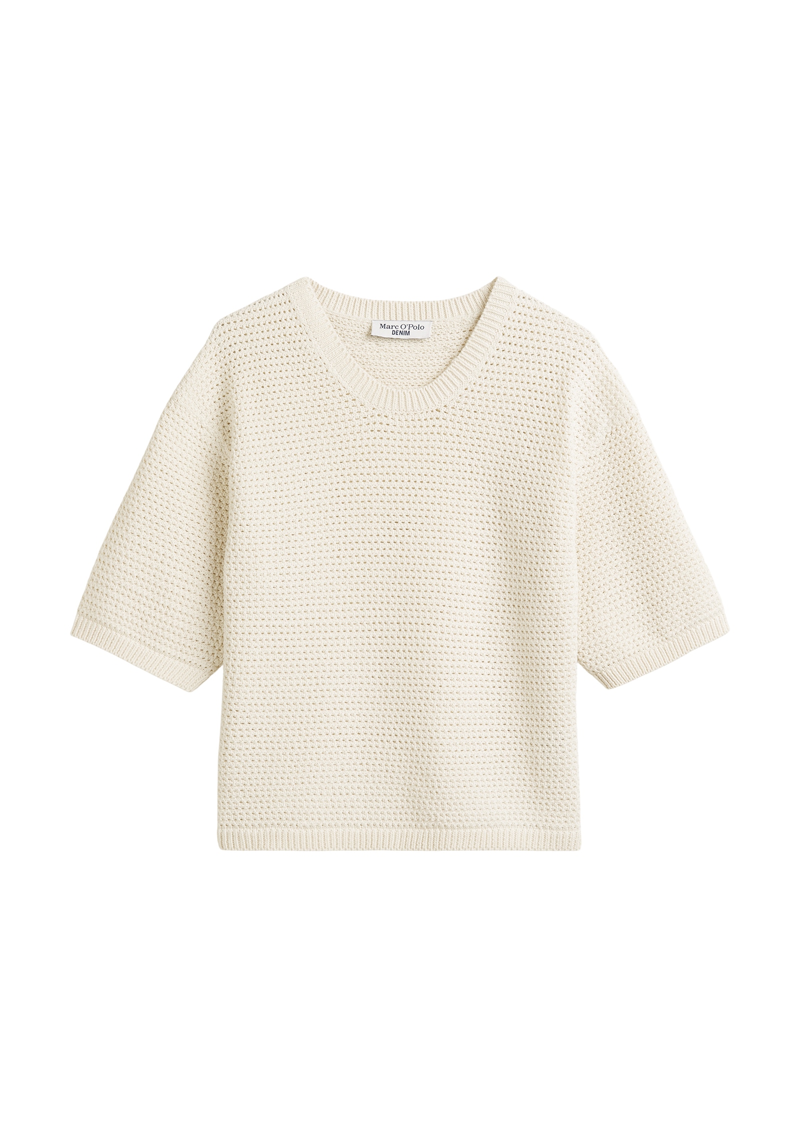 Marc O'Polo DENIM Strickpullover, In Häkel-Optik gestrickt, cropped
