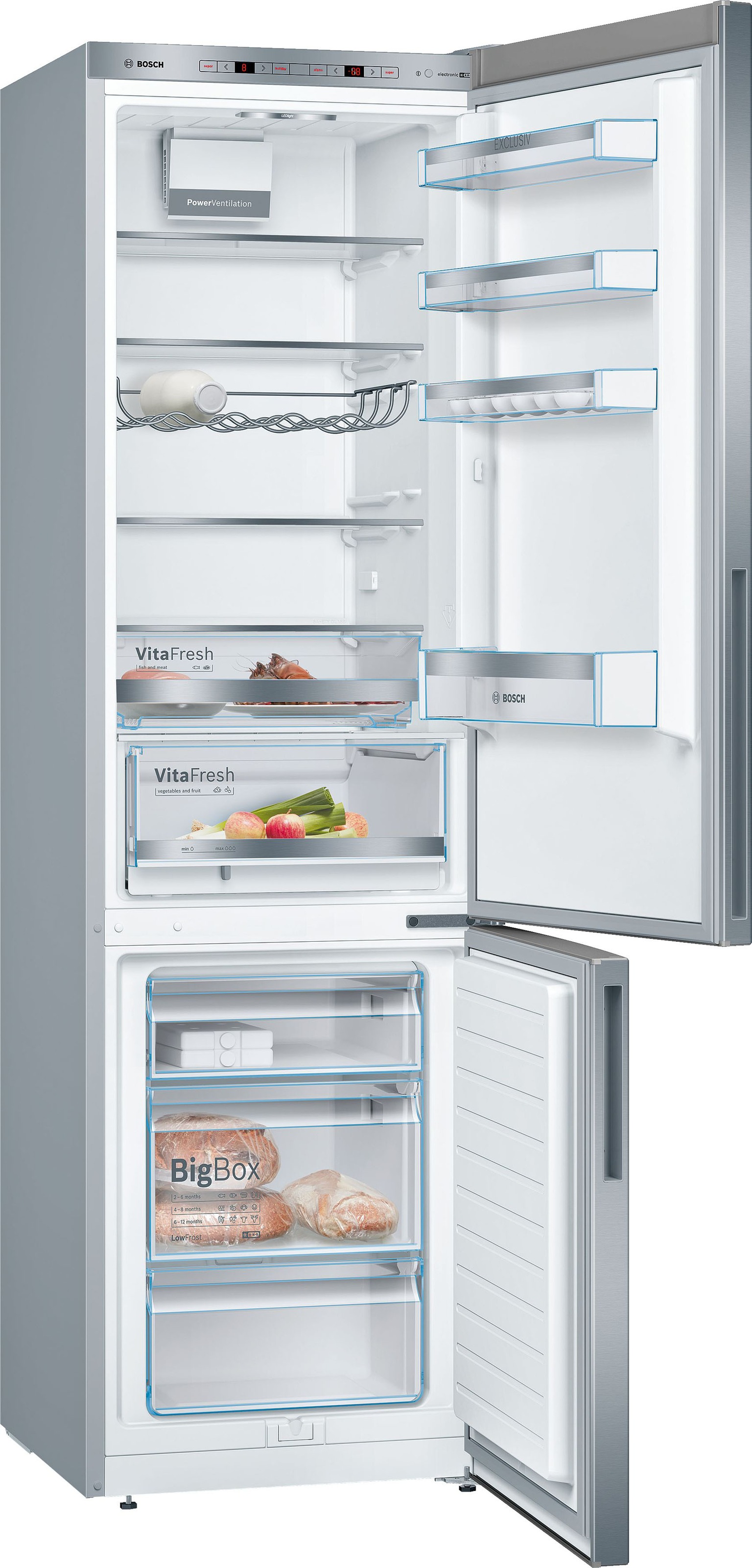 Bosch KGE39AICA Kühl-Gefrierkombination (C, 343 l, 2010 mm hoch, Standgerät, inox-antifingerprint)