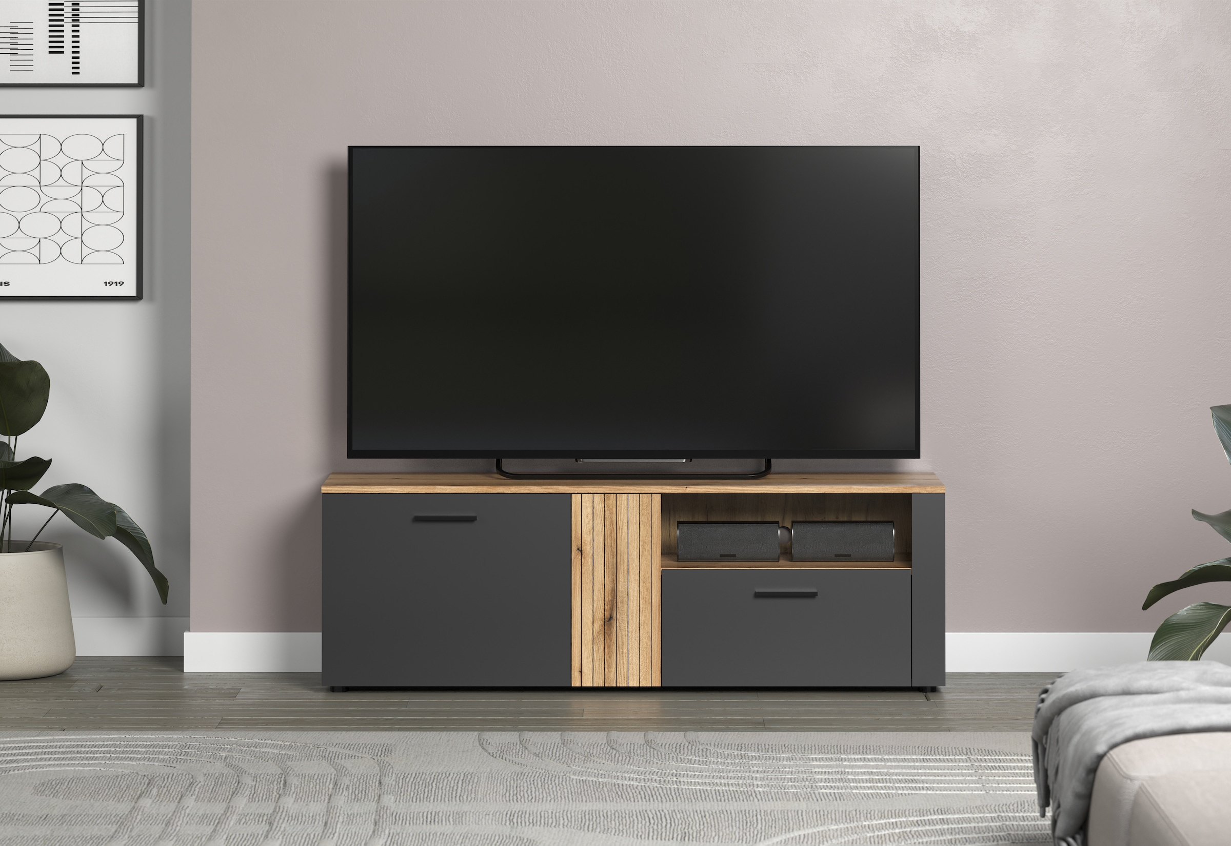 INOSIGN TV-Bank "Estepona", (1 St.), TV-Board, 2 Türen, 1 Schublade, 1 Fach günstig online kaufen