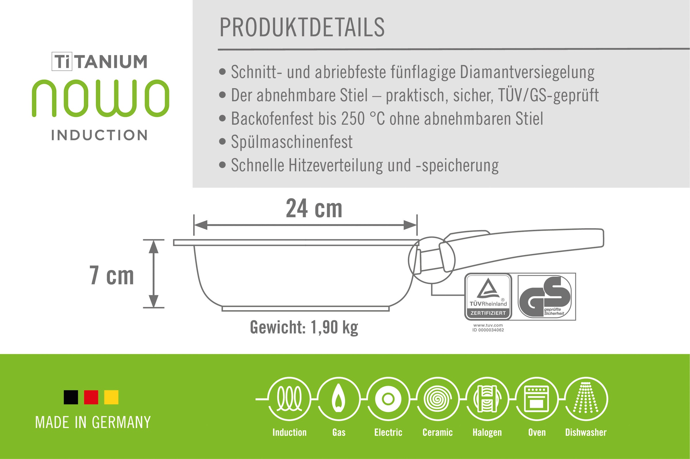 WOLL MADE IN GERMANY Bratpfanne »Nowo Titanium«, Aluminiumguss, (1 tlg.), Induktion, Made in Germany