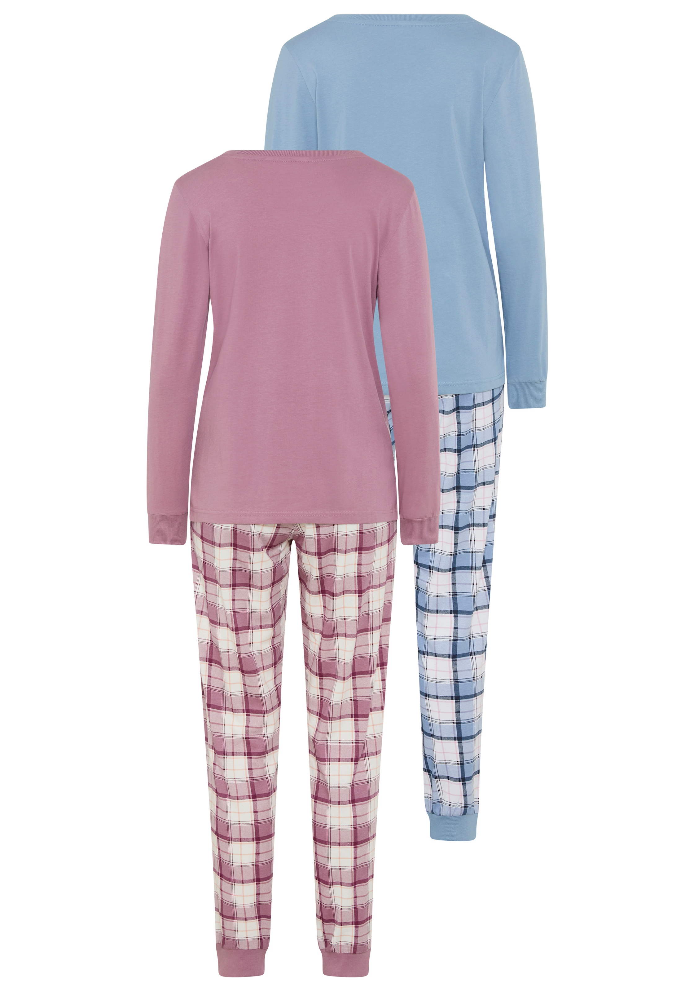 Vivance Dreams Pyjama, (Set, 2 Stück), Elastische Rippbündchen