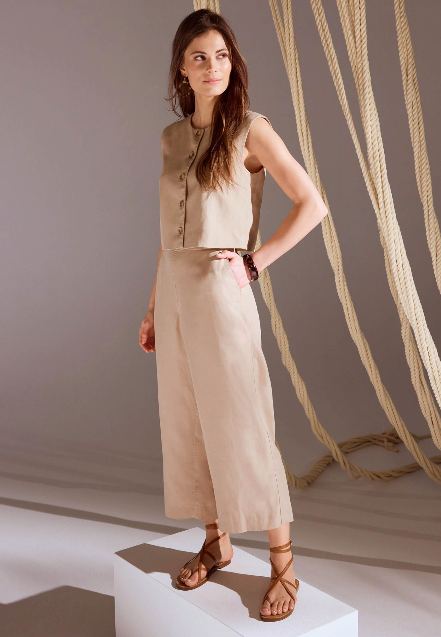 Zero Leinenhose »zero Leinenhose mit weitem Bein 24 Inch«, Plain/ohne Details