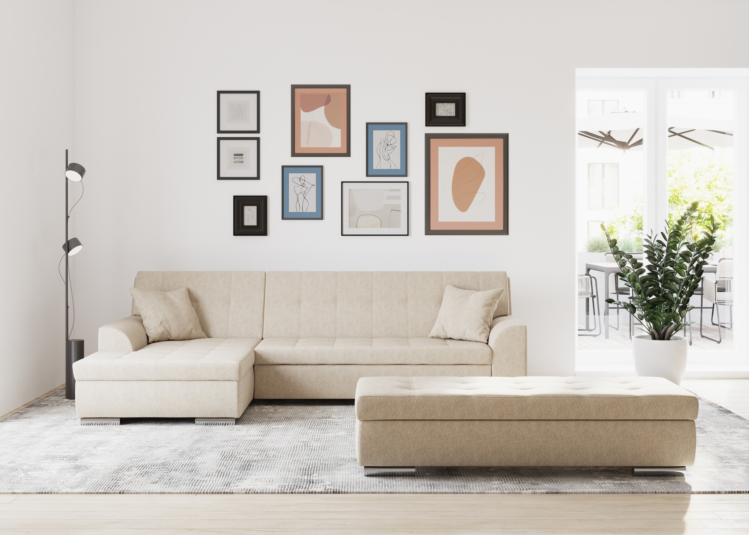DOMO collection Ecksofa "Treviso viele Bezüge, auch in Cord, L-Form, B/T/H: günstig online kaufen