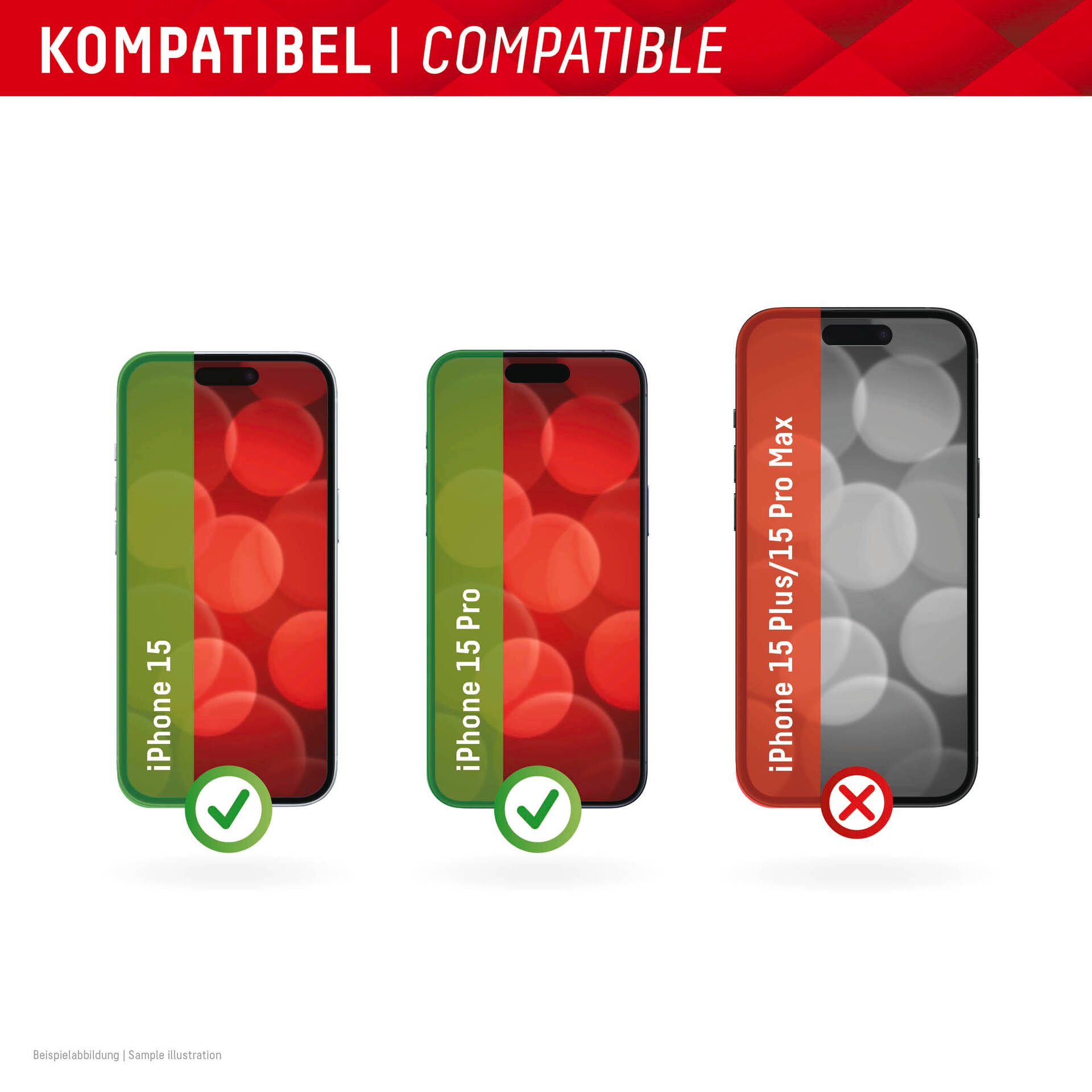 Displex Displayschutzglas »Real Glass FC«, für Apple iPhone 15-Apple iPhone 15 Pro, Displayschutzfolie Displayschutz kratzer-resistent 10H splitterfest