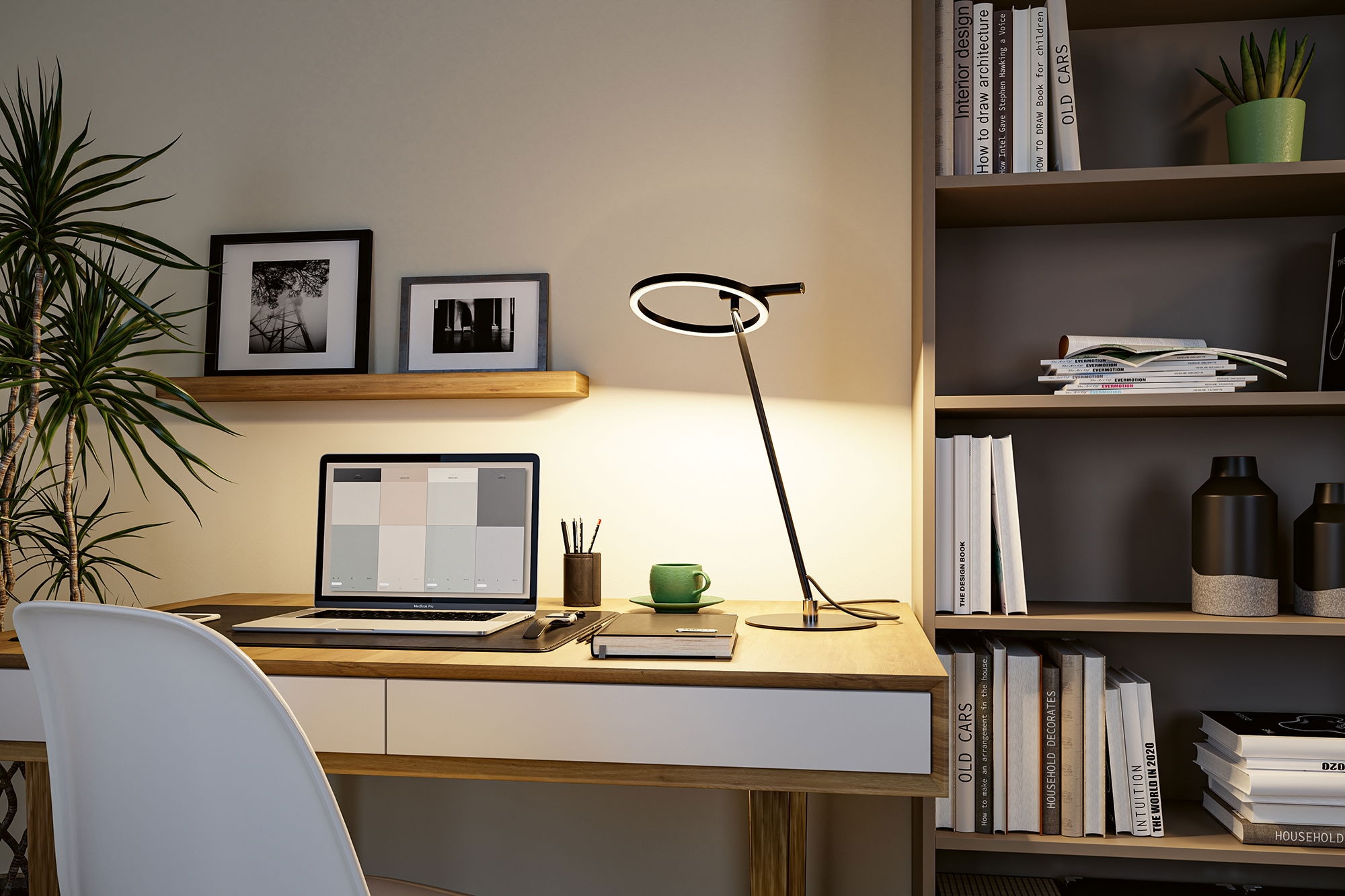 Paulmann LED Schreibtischlampe »Odila Tunable White 650lm 10,4W Schwarz matt, Chrom« LED-Modul 1 Stk. Tageslichtweiß Memoryfunktion