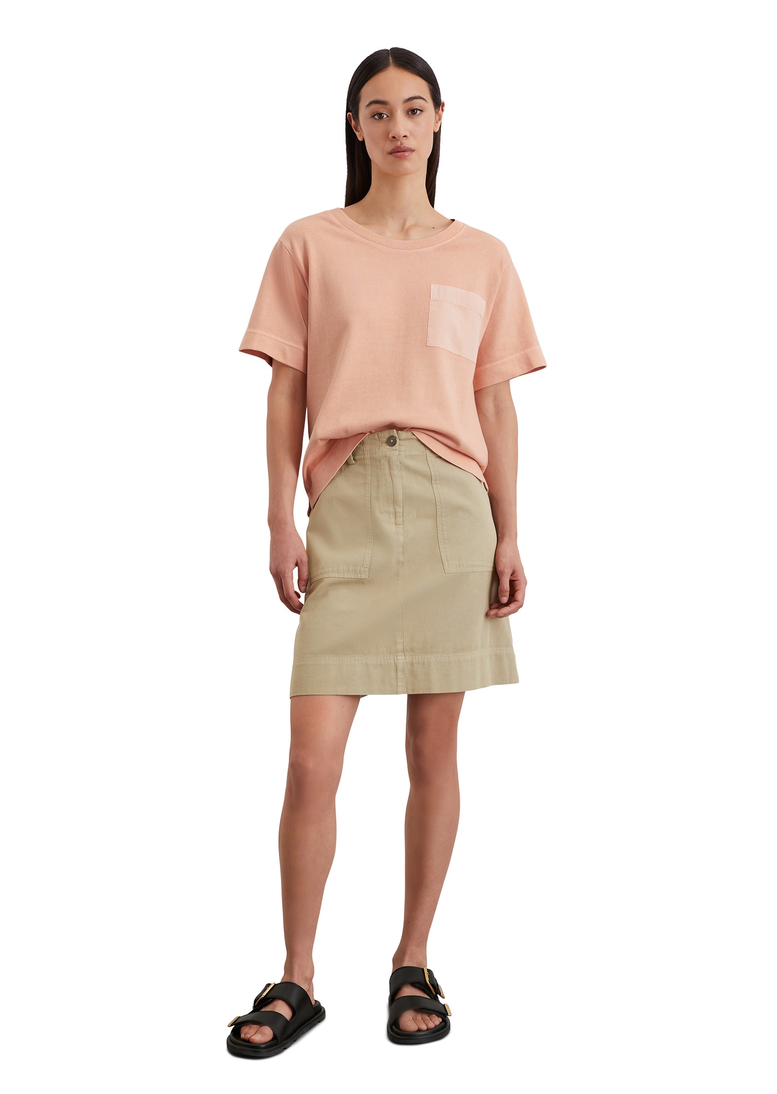 Marc O'Polo T-Shirt »mit aufgesetzter Satin-Tasche«