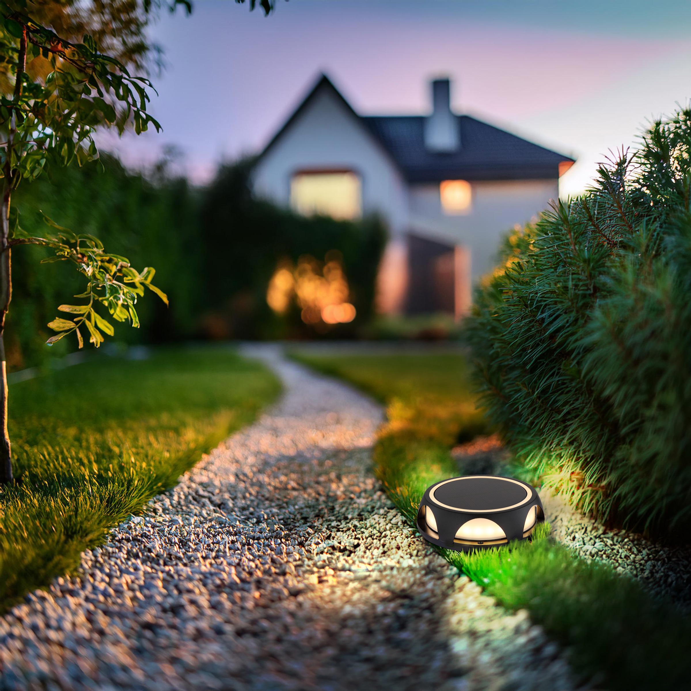 GLOBO LIGHTING LED Solarleuchte »SOLARLEUCHTE ALUMINIUM DRUCKGUSS SCHWARZ MATT, 1XL« LED-Modul 1 Stk. Warmweiß