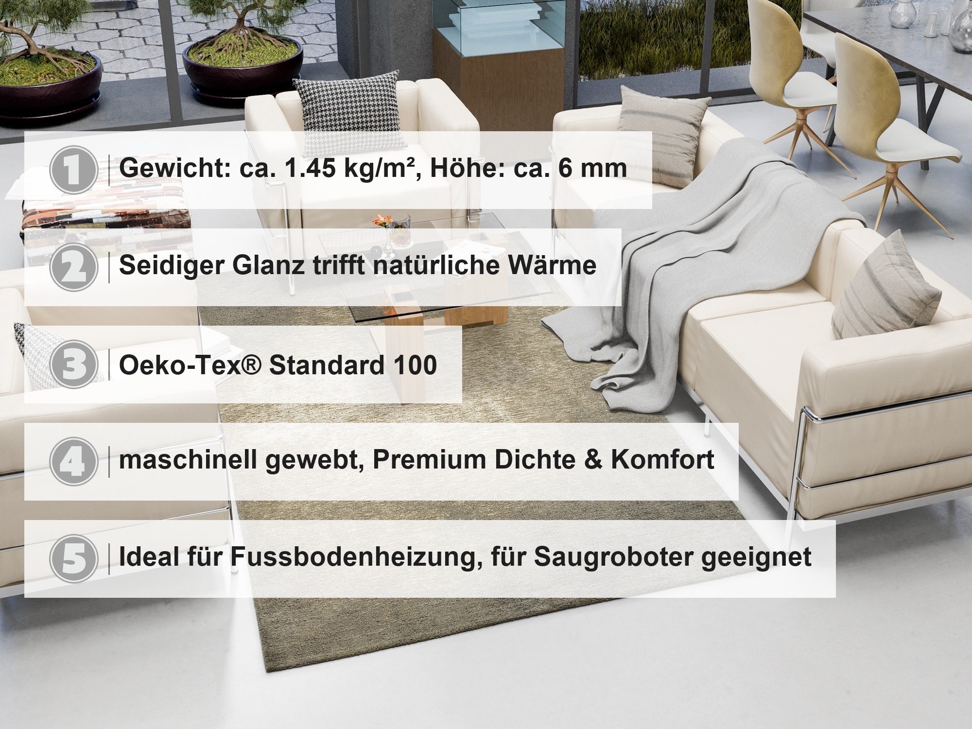 OCI DIE TEPPICHMARKE Teppich »OPAL DAYLIGHT« rechteckig 6 mm Höhe Vintage, Flachgewebe, alle Räume