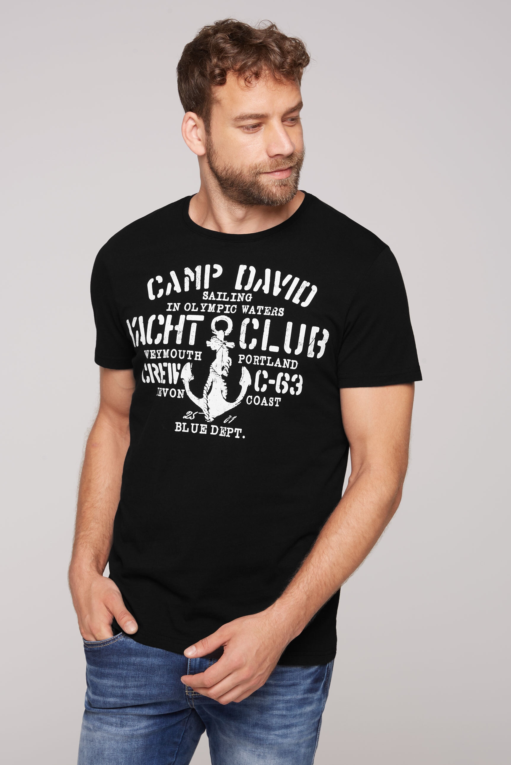 CAMP DAVID Rundhalsshirt, aus Baumwolle